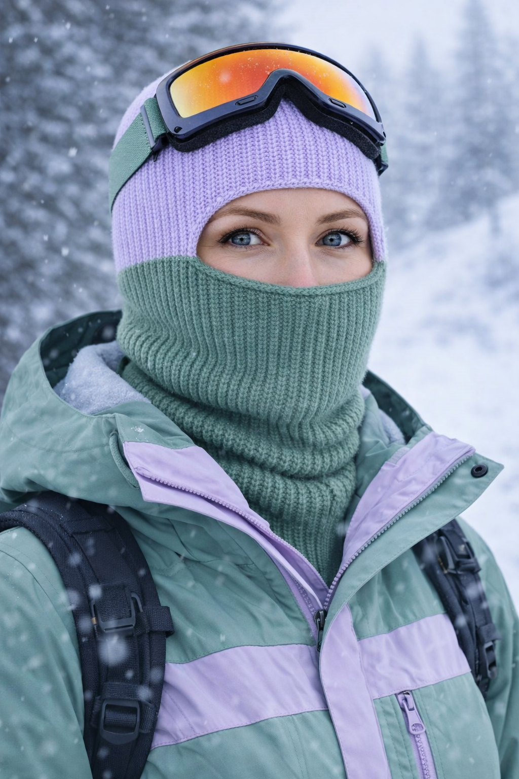 Külah Color Block Renkli Balaclava Kar Maskesi Triko Bere Boyunluk 1 Adet KLH7321