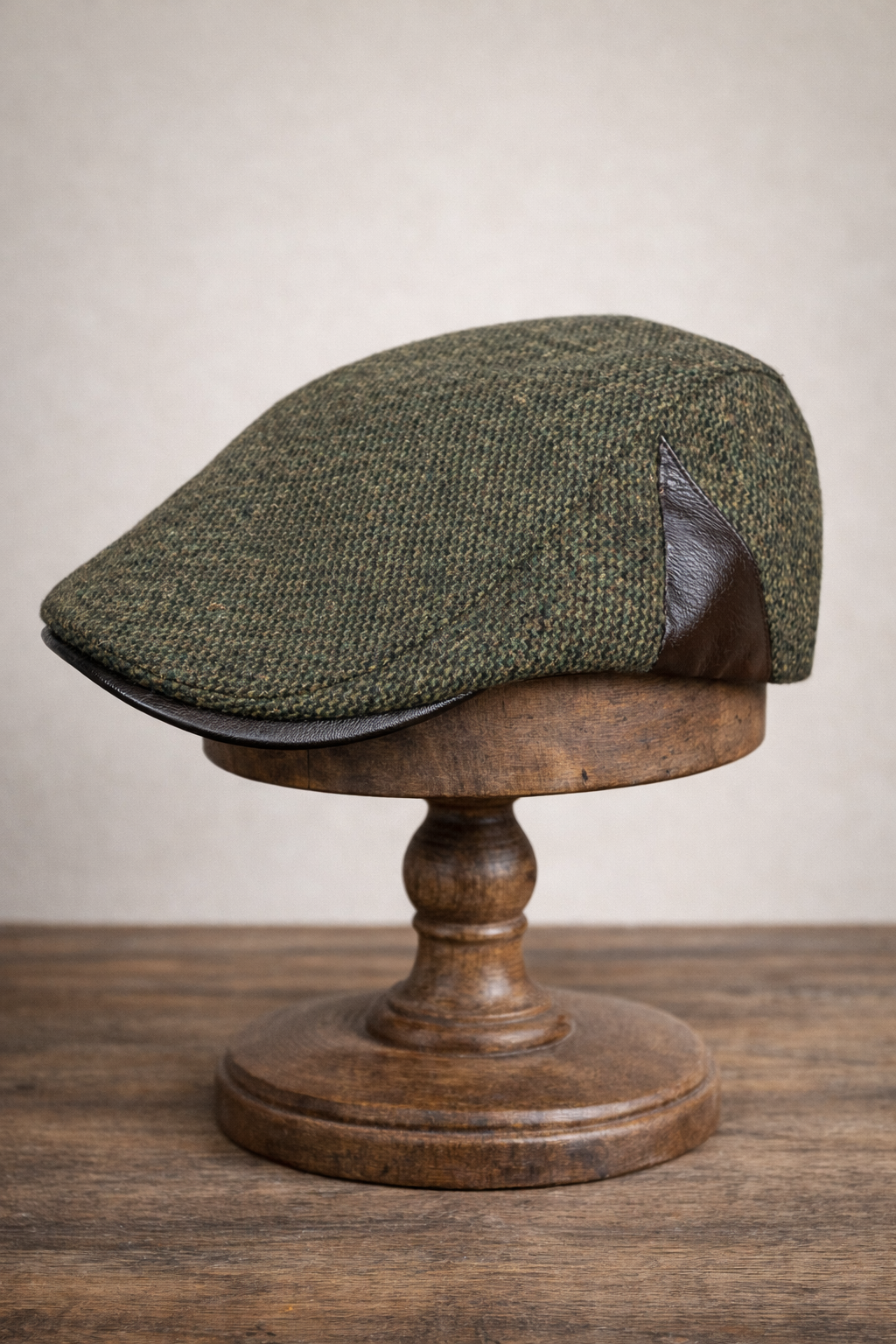 Külah Deri Siperli Yün Karışımlı Erkek Flat Cap Kasket | Ayarlanabilir | Klasik Kış Şapkası KLH7572