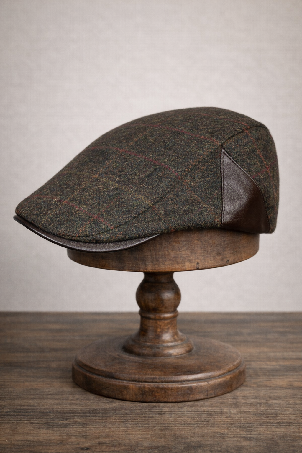 Külah Deri Siperli Yün Karışımlı Erkek Flat Cap Kasket | Ayarlanabilir | Klasik & Şık Kış Şapkası KLH7571