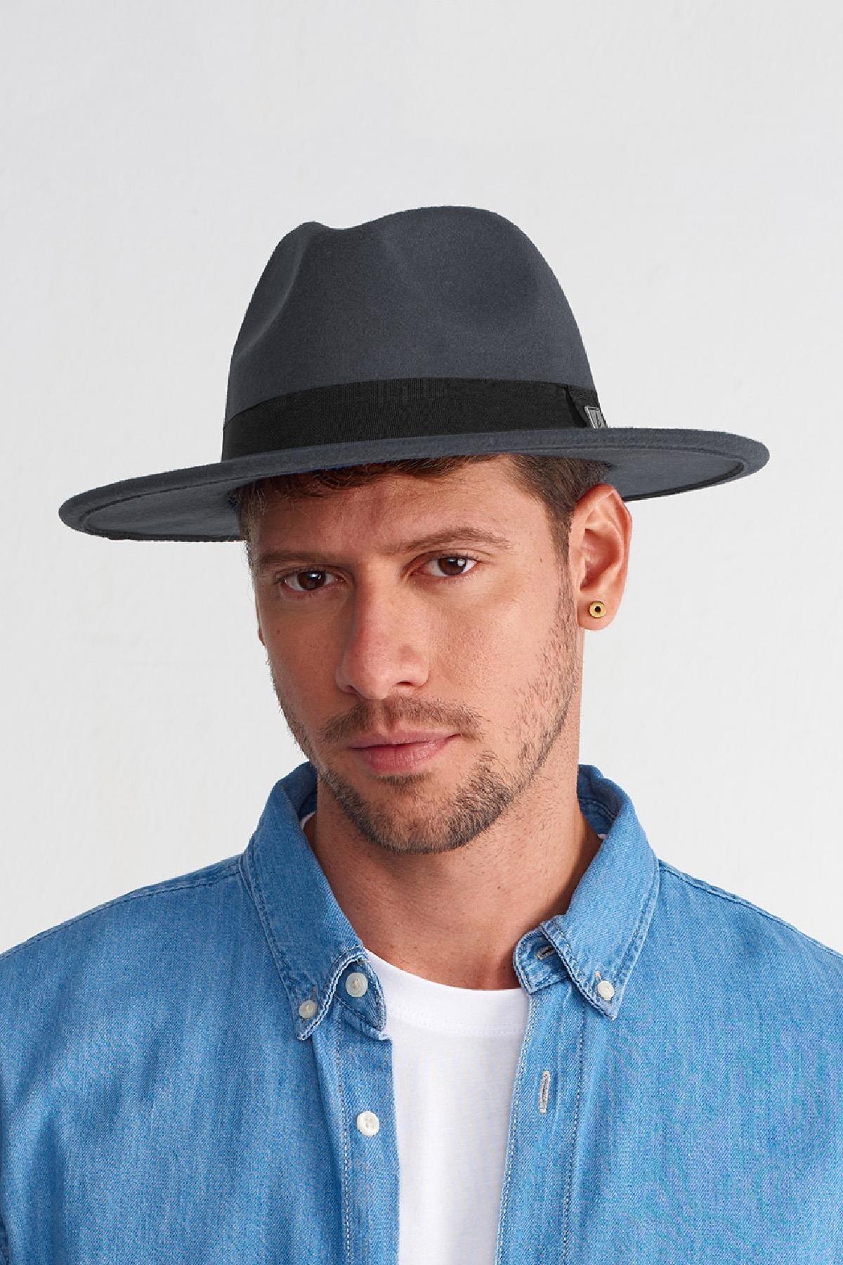 Külah Erkek Ayarlanabilir Füme Fedora Şapka KLH7285
