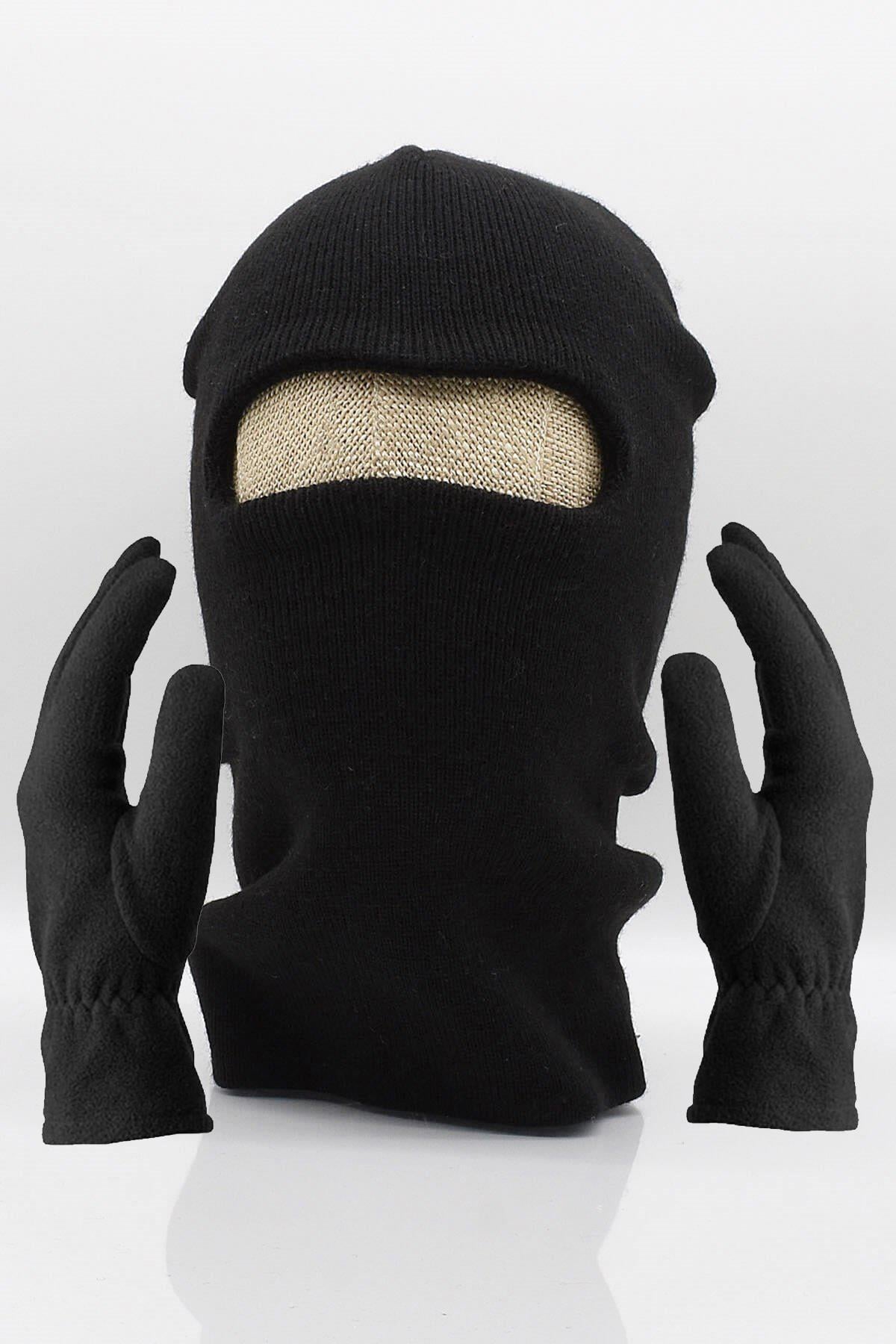 Külah Erkek Balaclava Kayak Kar Maskesi Bere Boyunluk Polar Eldiven Set KLH7323