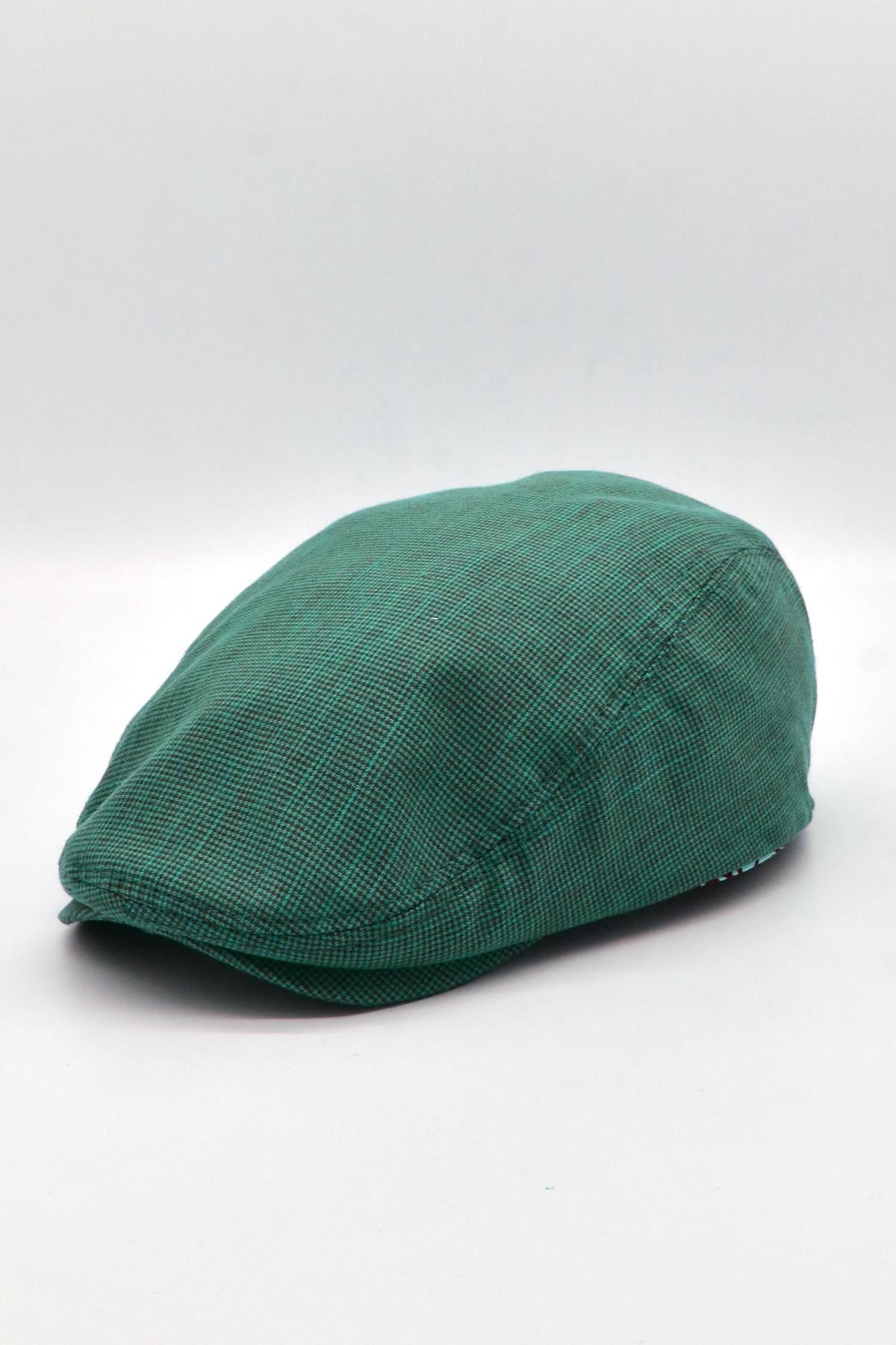 Külah Erkek Dokulu London Kasket Yeşil Flat Cap Şapka KLH7446