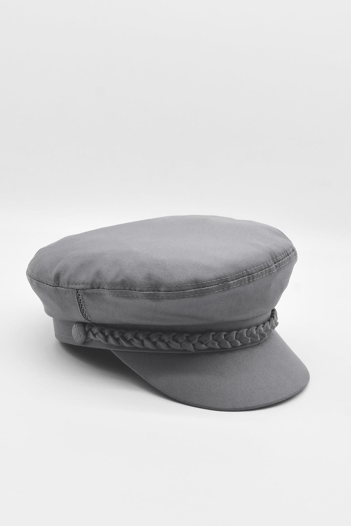 Külah Erkek Driver Kasket Flat Cap Kaptan Şapkası - Gri KLH0663