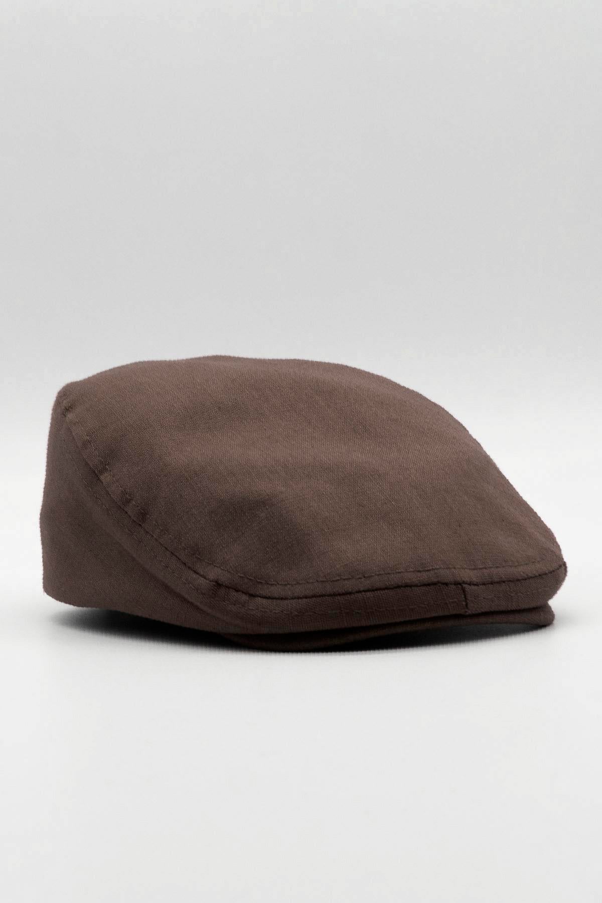 Külah Erkek Düz Pamuklu Acı Kahve Flat Cap Kasket KLH6945