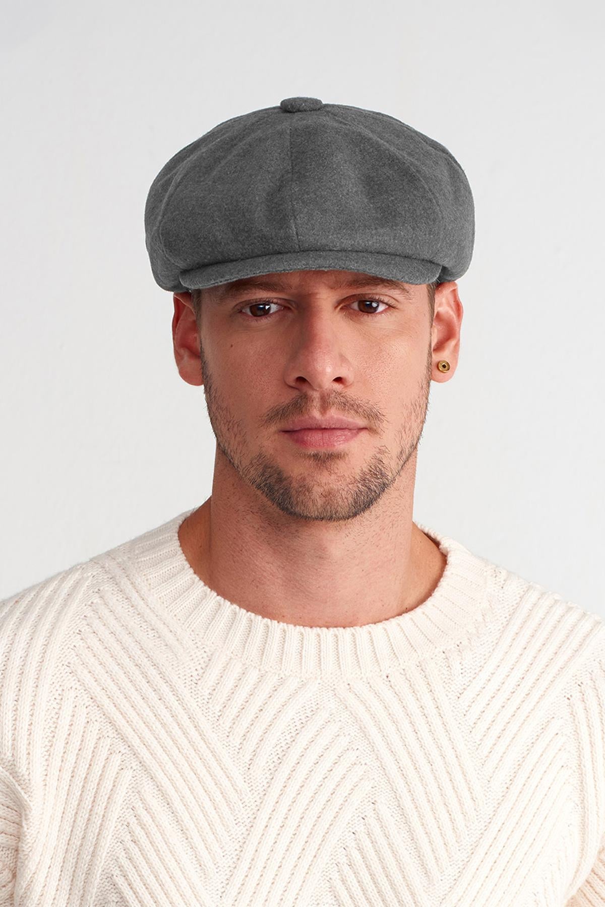 Men's Grey Flat Cap Baretta Beckham Peaky Blinders Hat