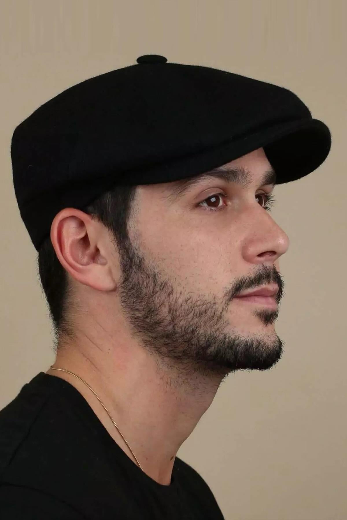 Erkek İngiliz Stili Yün Şapka Peaky Kasket