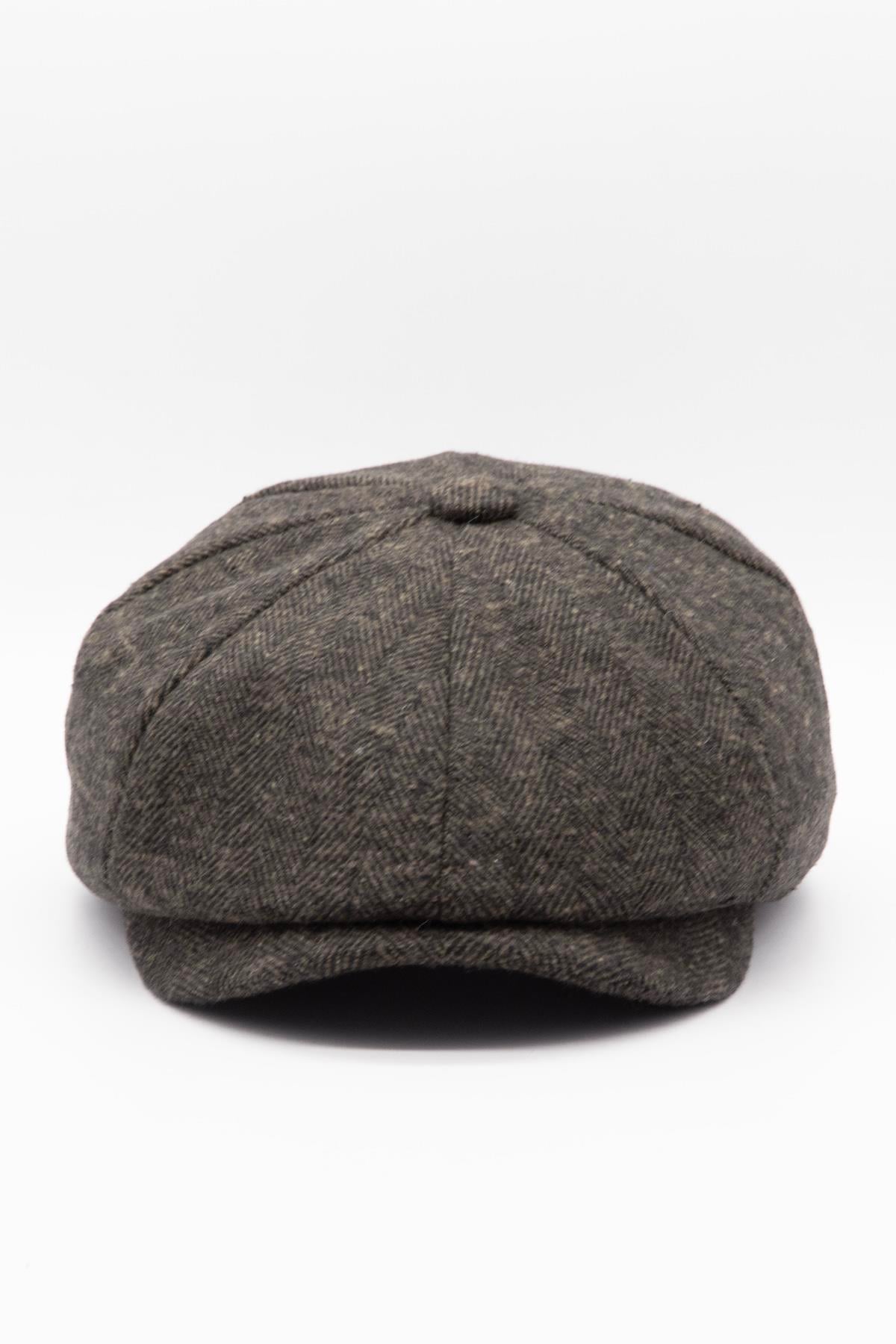 Külah Erkek Kahve Balıksırtı Kasket 8 Parça Peaky Blinders Şapka KLH7282