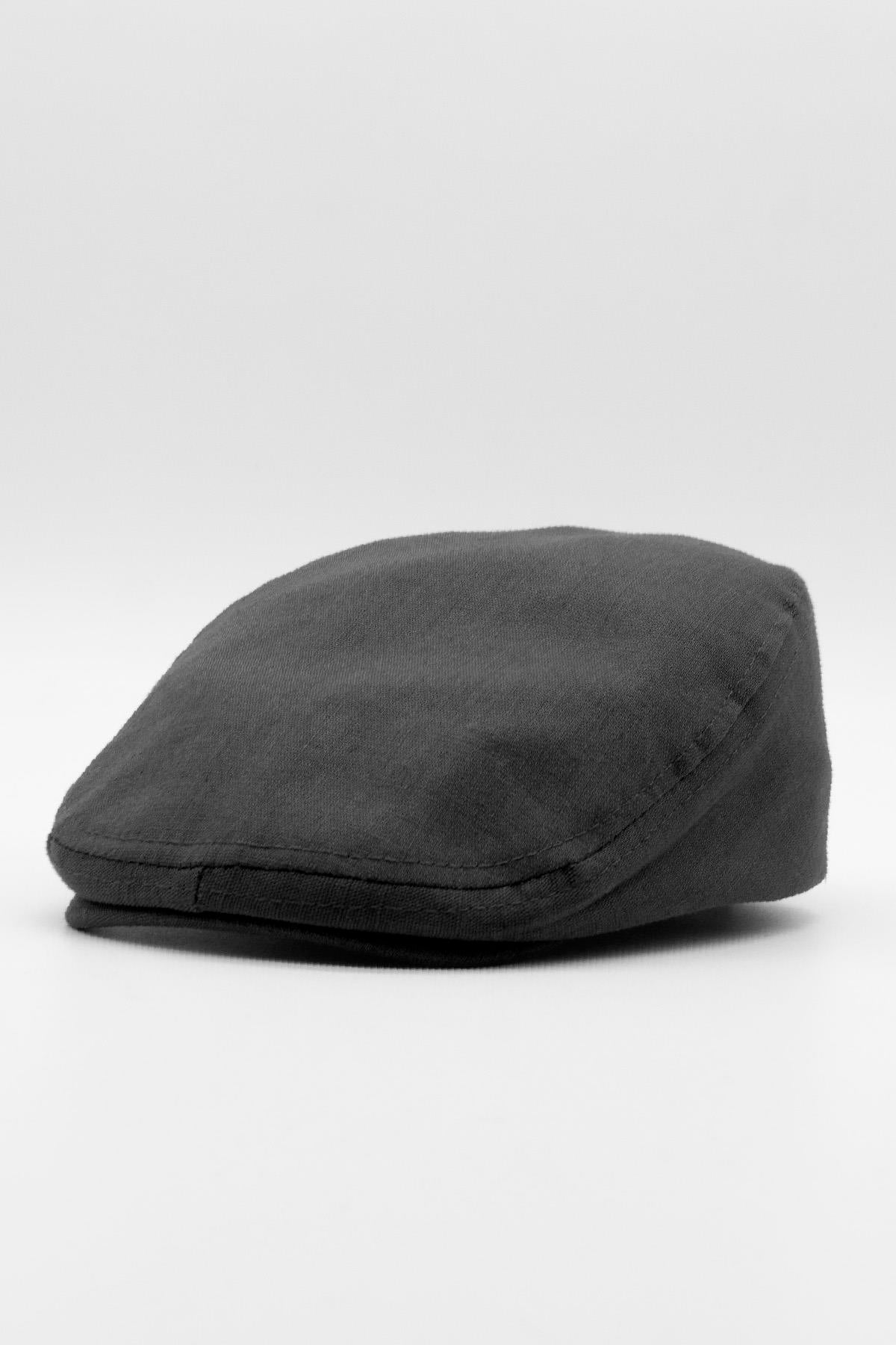 Külah Erkek Kasket Cotton İngiliz Siyah Flat Cap Şapka KLH7170