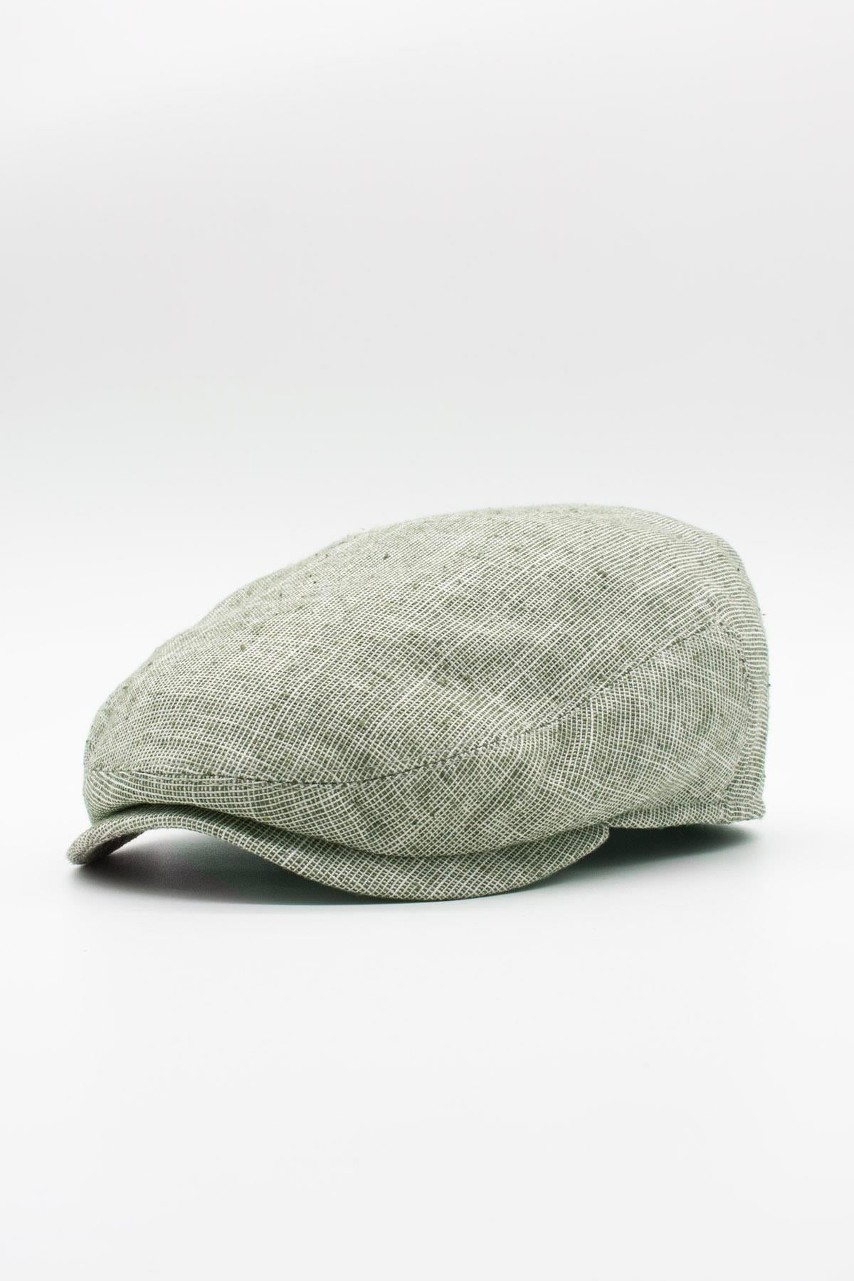 Külah Erkek Keten Premium Açık Yeşil Şapka Yazlık Flat Cap Kasket KLH7442