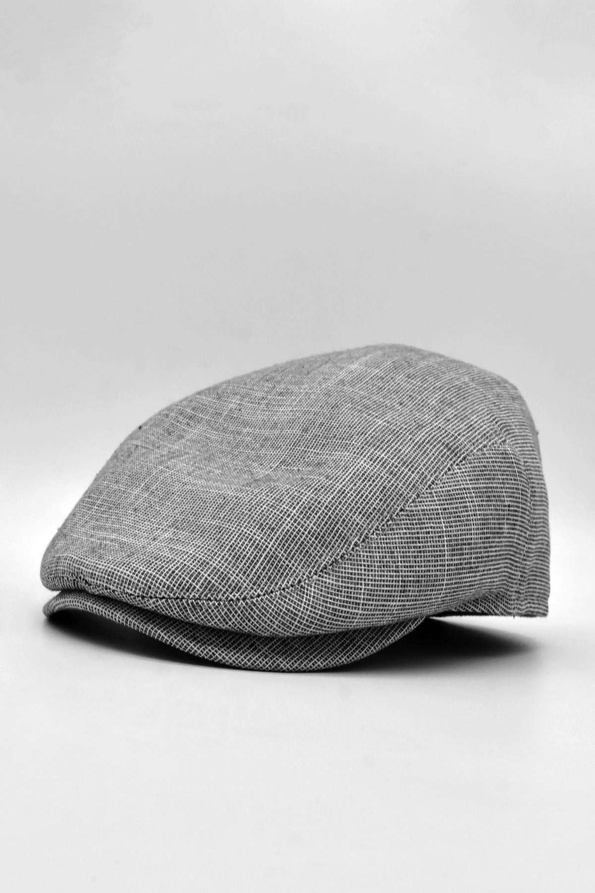 Erkek Keten Premium Siyah Şapka Yazlık Flat Cap Kasket