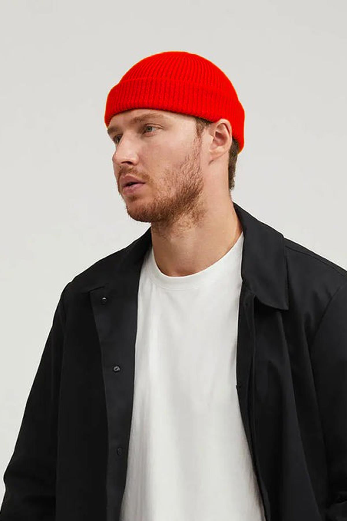Külah Erkek Kırmızı Örgü Docker Bere Skullcap KLH6807