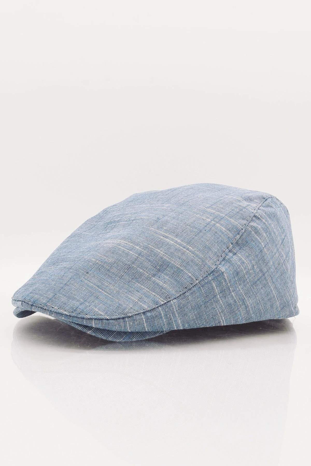 Men's Blue Flat Cap Cotton Flat Cap Hat
