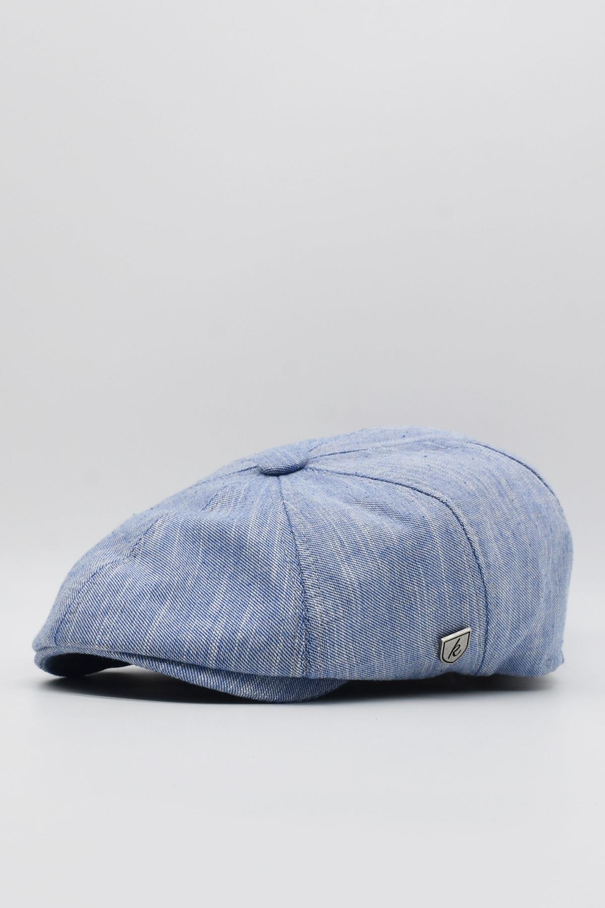 Men's Cotton Flat Cap Hat Light Blue