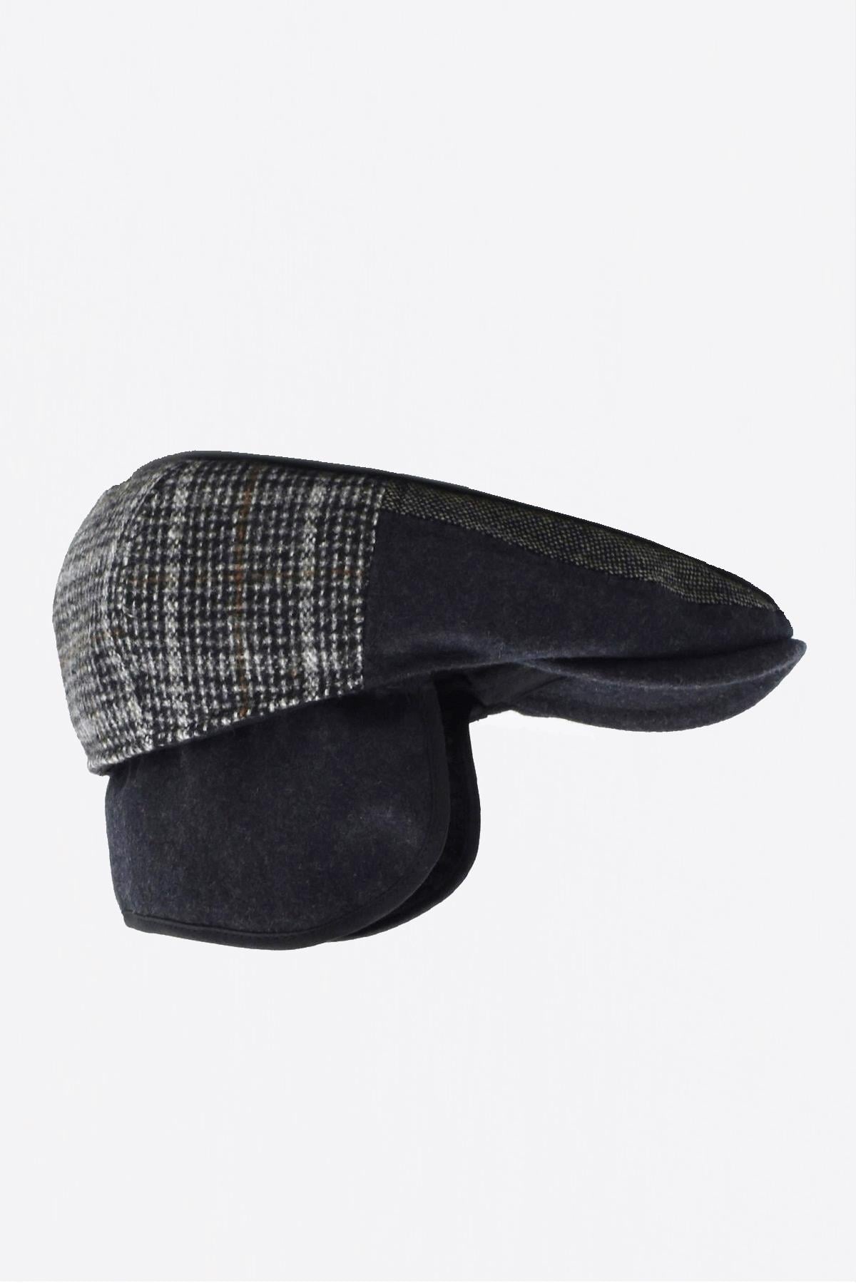 Külah Erkek Patchwork Tweed Yün Kasket İngiliz Newsboy Şapka KLH7373