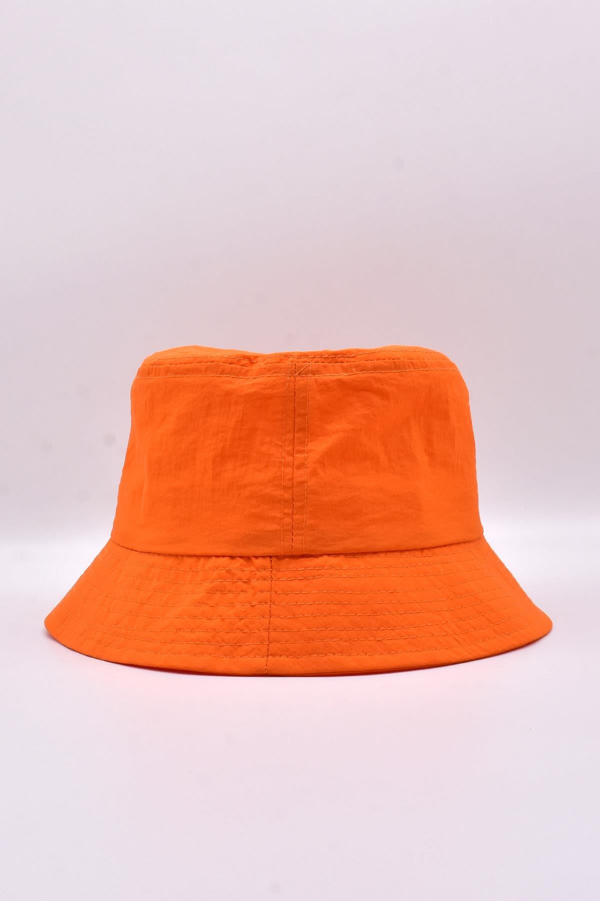 Külah Erkek Turuncu Bucket Şapka Dokulu Yazlık Balıkçı Şapkası KLH6942