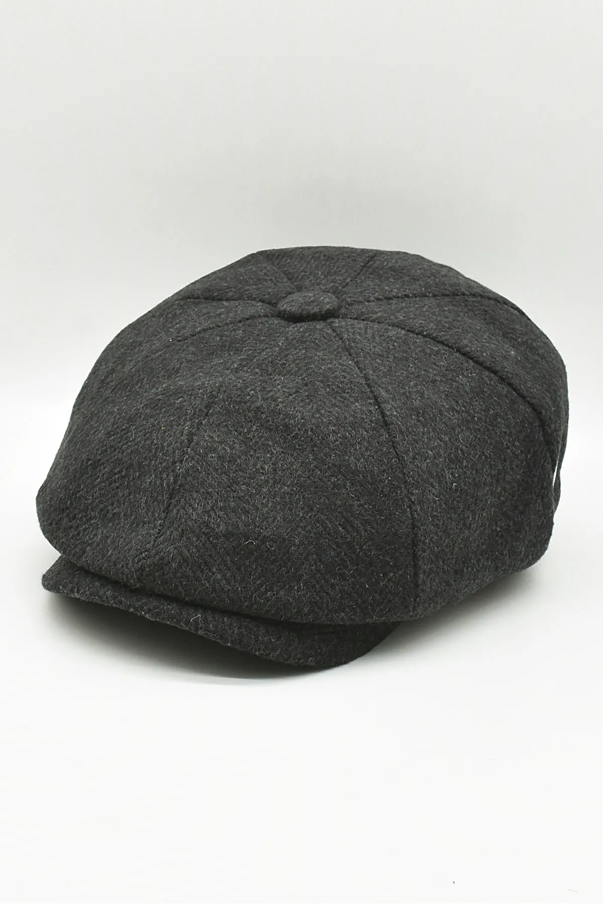 Erkek Yün Şapka Kasket Gotham Newsboy Cap-Siyah