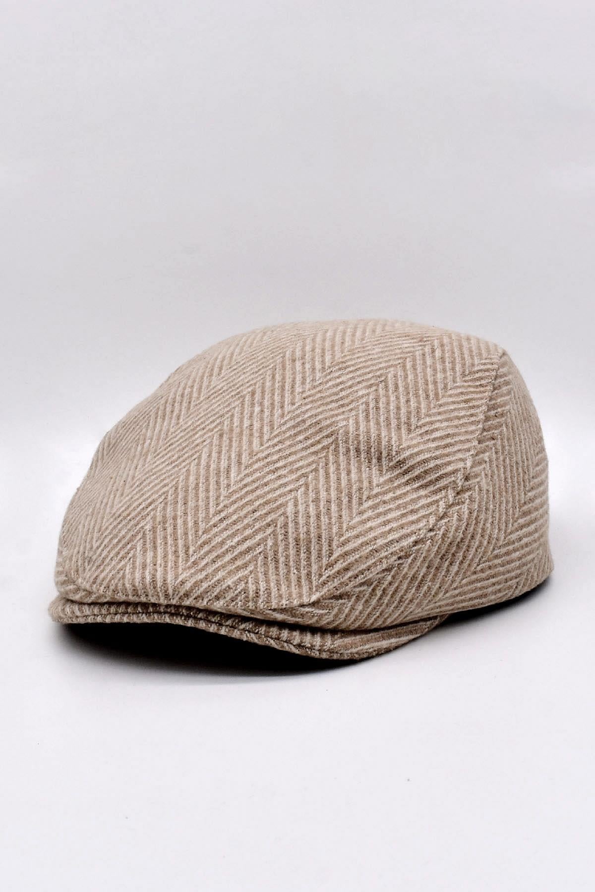 Men's Zigzag Patterned Winter Flat Cap Hat