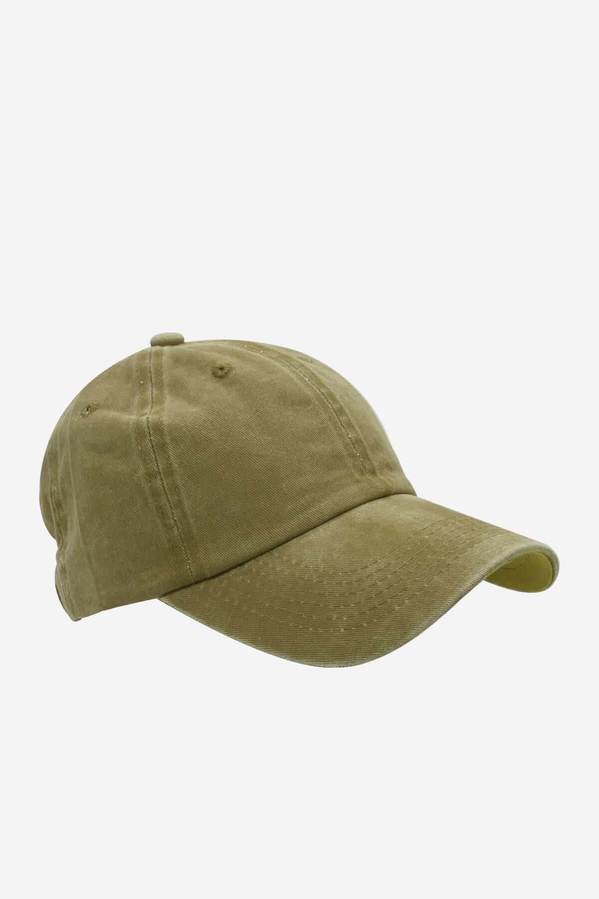 Washed Textured Cotton Cap - Khaki