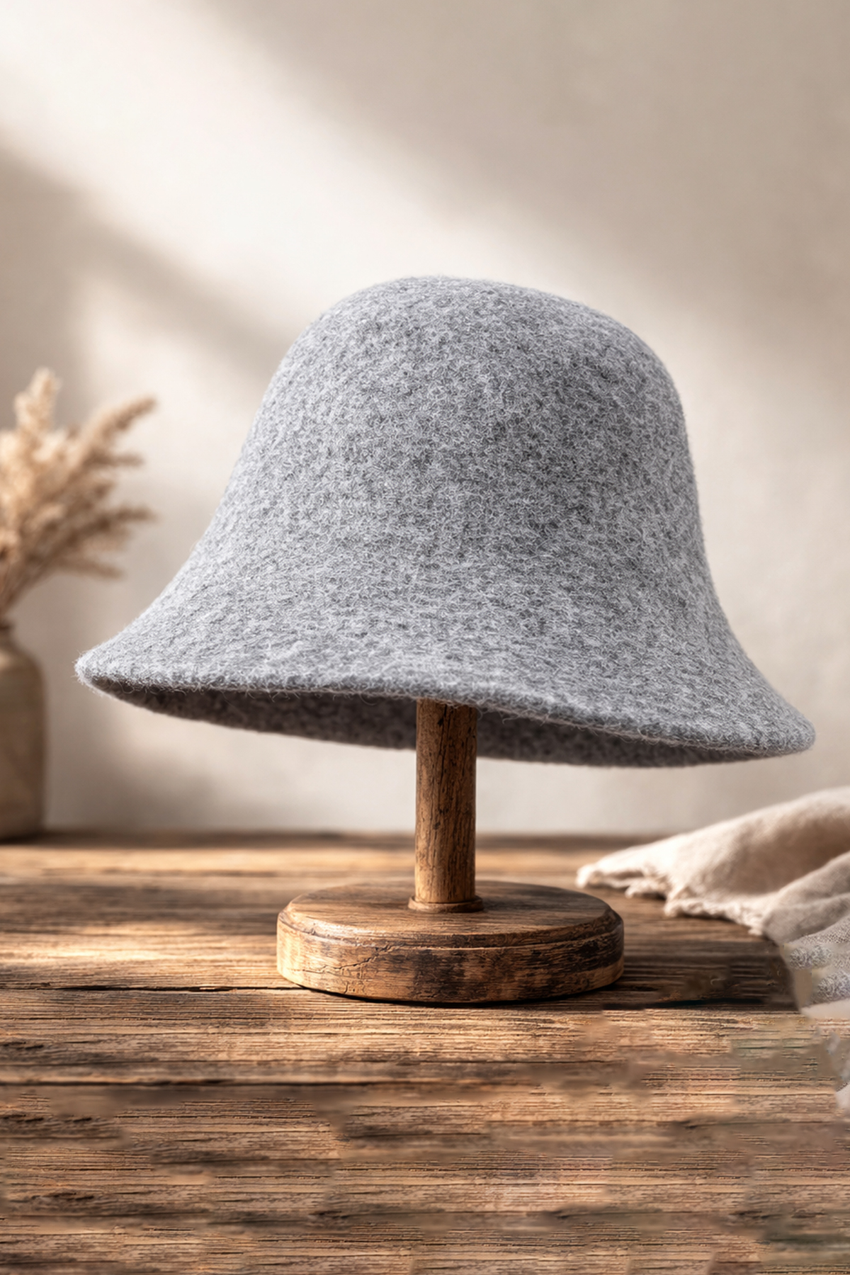 Külah Gri Yün Çan Şapka – Minimal Bell Hat | Soft Form Series KLH7577
