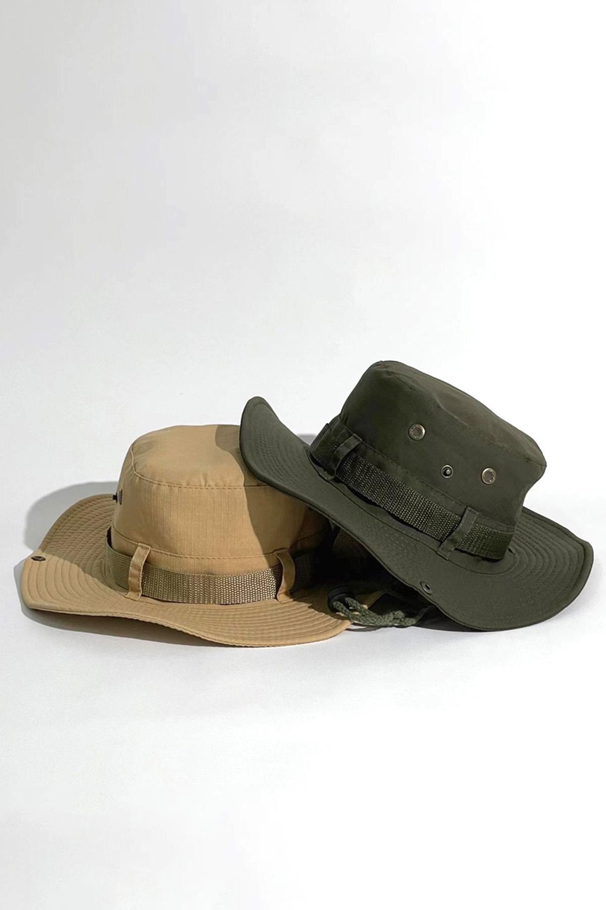 Haki Yeşil Outdoor Şapka Uv Korumalı Bucket Safari Şapkası