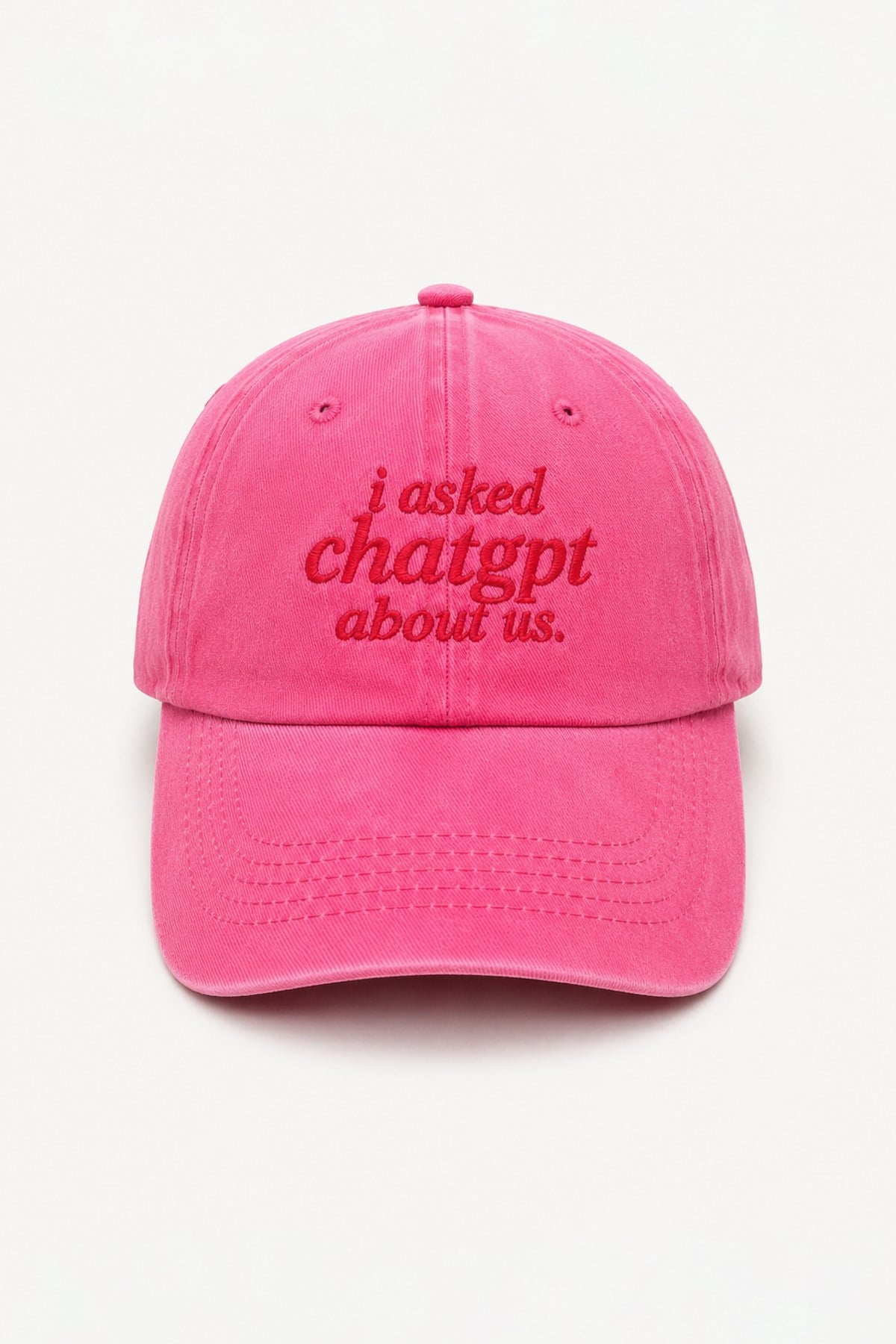 Külah I Asked ChatGPT About Us Nakışlı Washed Dad Cap – Fuşya KLH7592