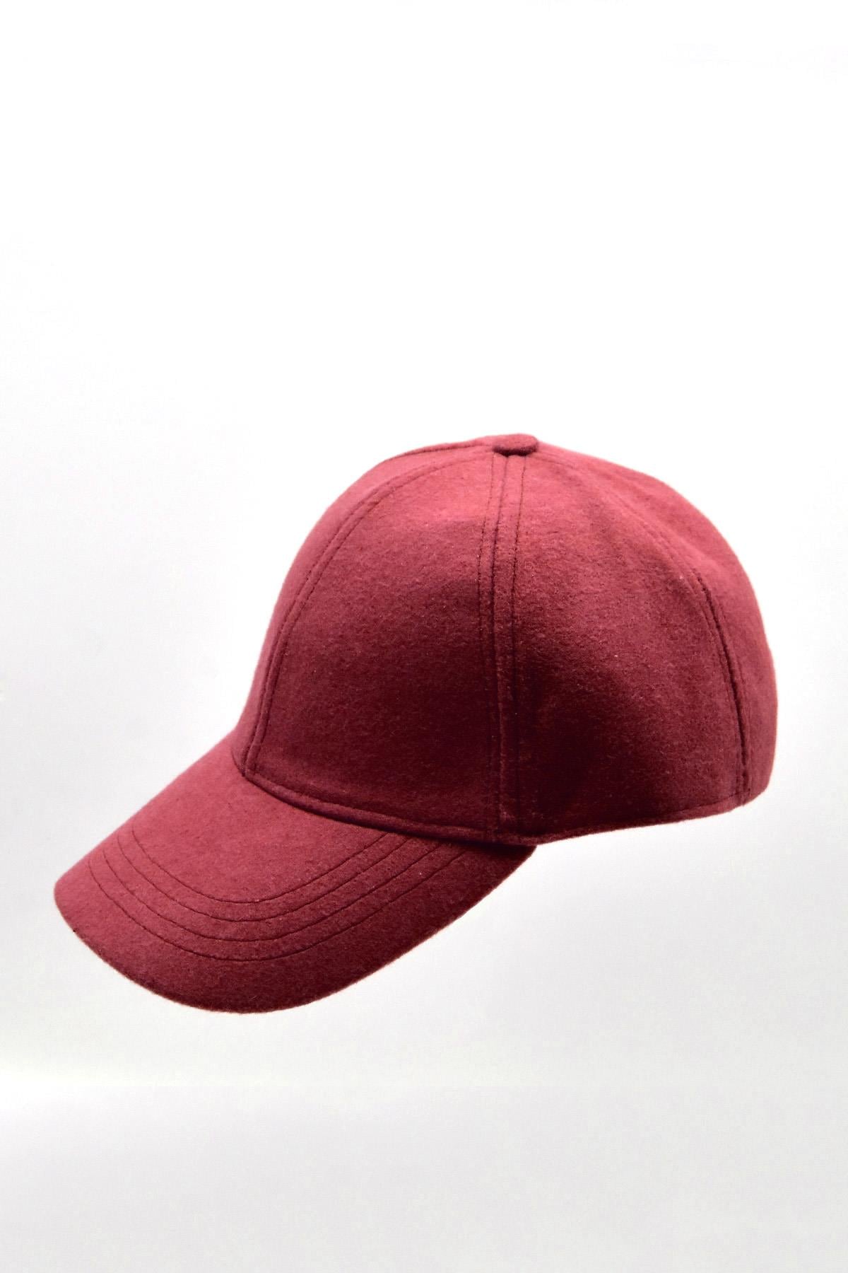 Külah Kadın Bordo Yünlü Kışlık Beyzbol Kep Şapka KLH7080