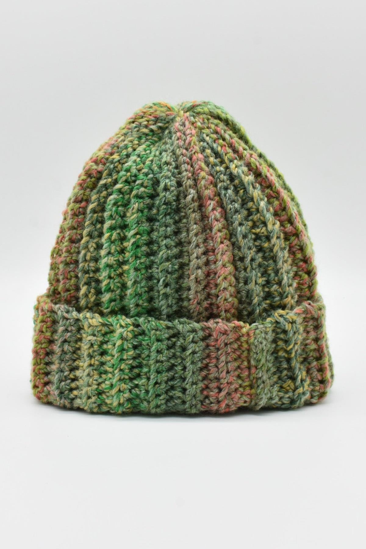 Külah Kadın El Örgüsü Kışlık Yün Bere Green Hat KLH7464