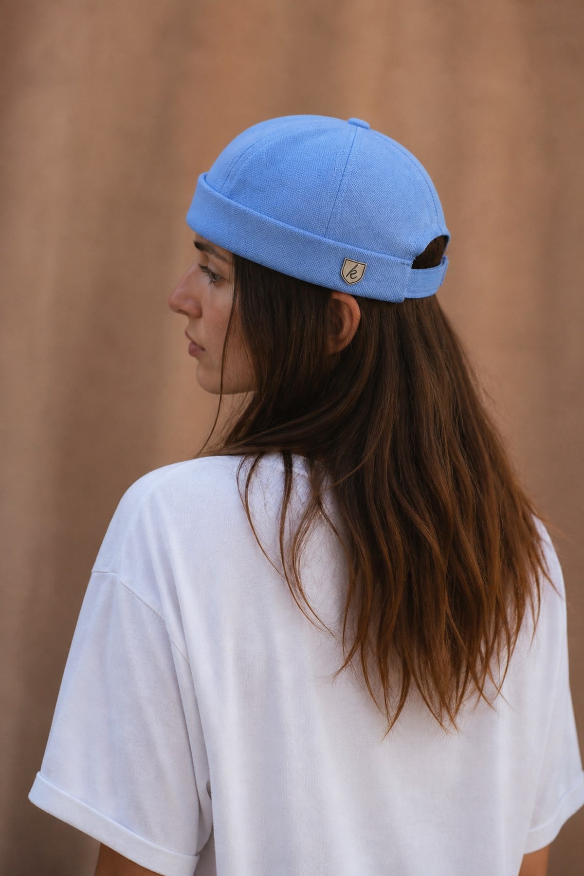 Külah Kadın Hipster Katlamalı Cap Bebe Mavi Docker Şapka KLH7202