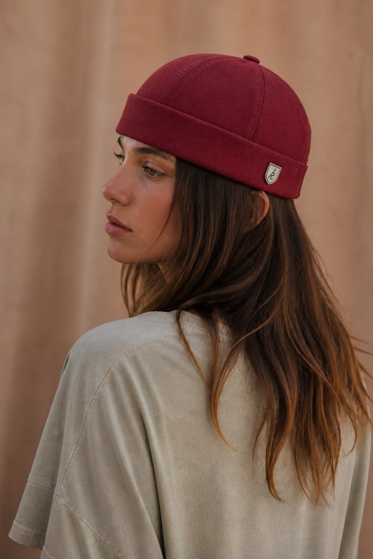 Külah Kadın Hipster Katlamalı Cap Bordo Docker Şapka KLH7202