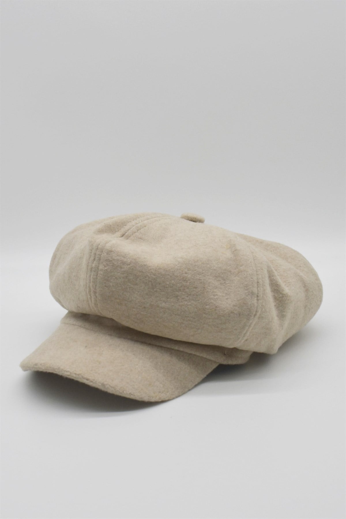 Women's Flat Cap Beige Wool Hat