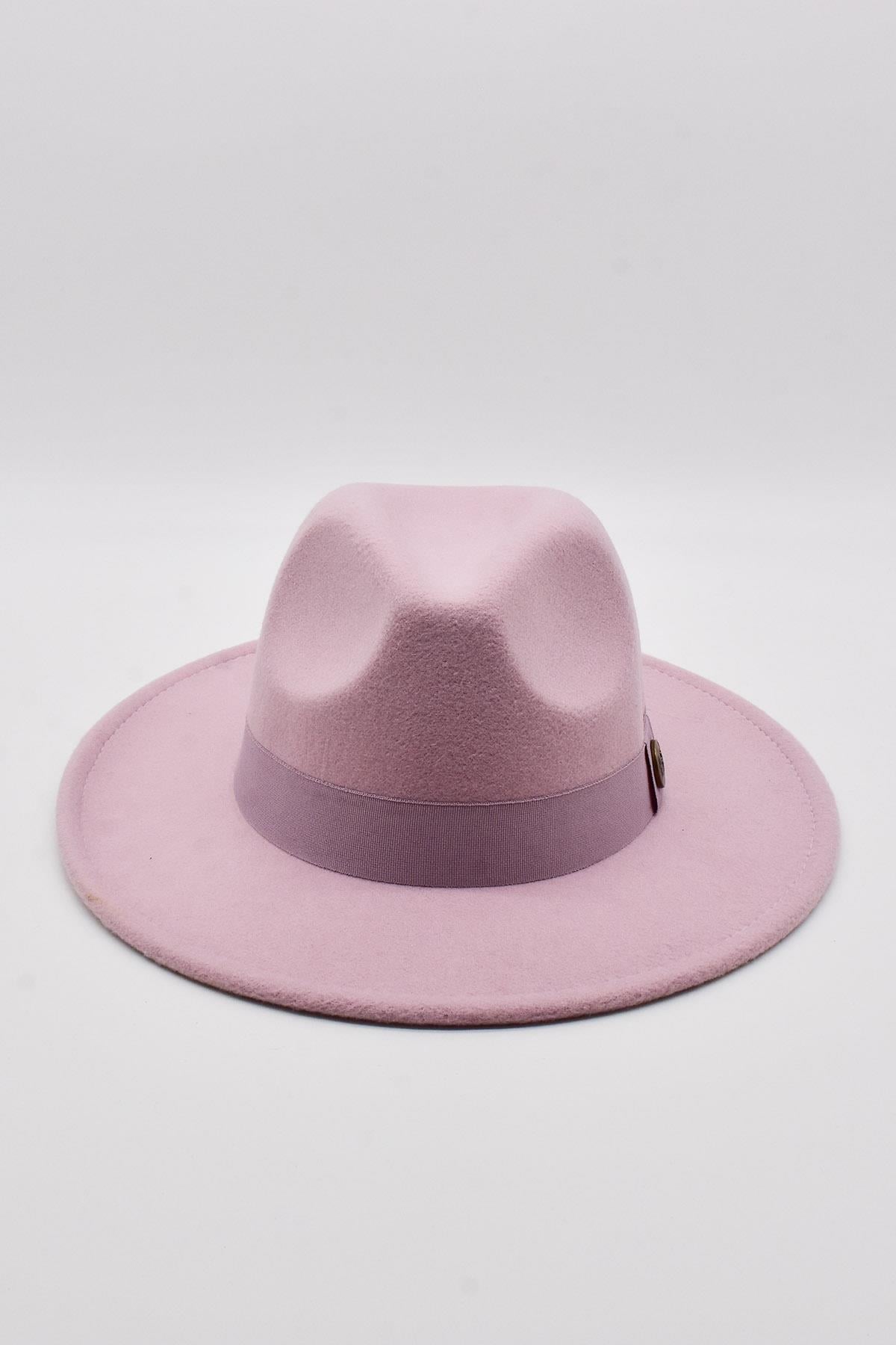 Kadın Lila Fedora Şapka Kovboy Stili Panama Fötr Şapka