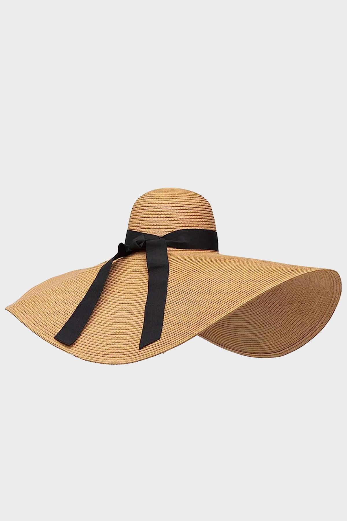 Women's Oversize Big Straw Hat Naturel 55cm Beach Hat Camel