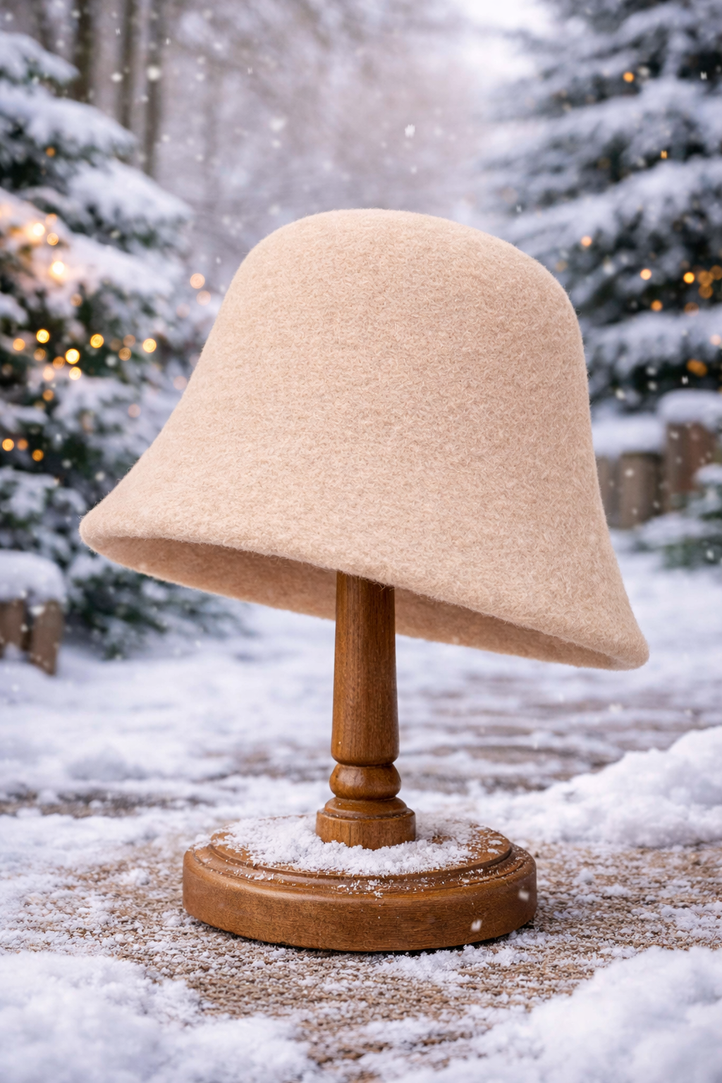 Külah Kadın Premium Cloche Şapka Kışlık Boho Bucket Hat - Krem KLH7566