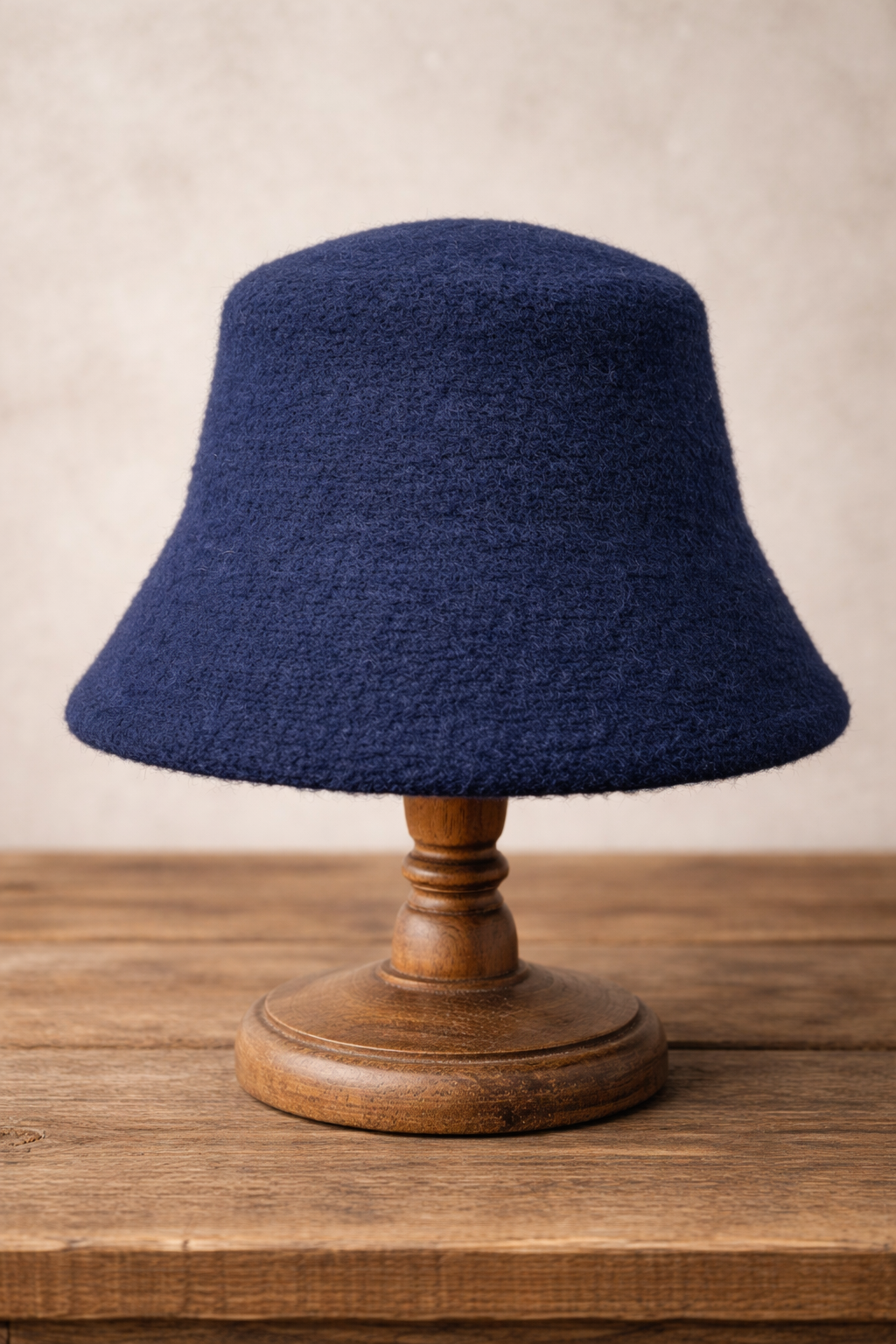 Külah Kadın Premium Cloche Şapka Kışlık Boho Bucket Hat - Lacivert KLH7566