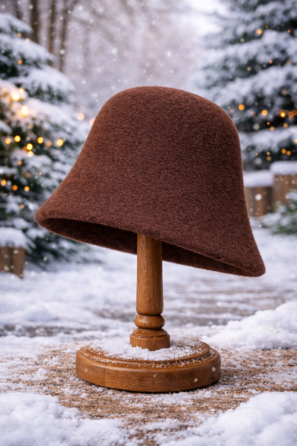 Külah Kadın Premium Cloche Şapka Kışlık Boho Bucket Hat - Acı Kahve KLH7566