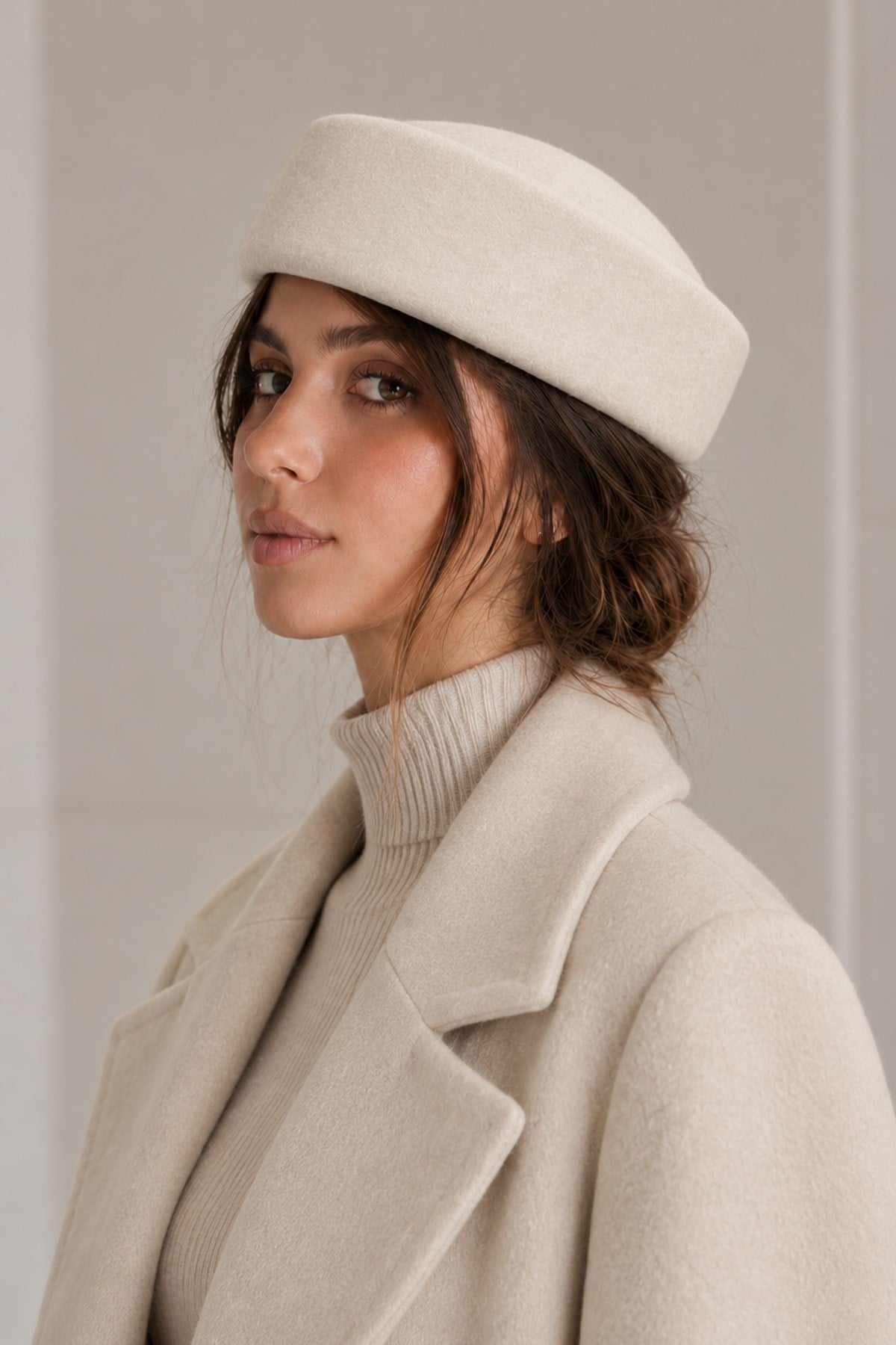 Külah KLH Studio Dept. Heritage Wool Pillbox Şapka - Krem KLH7608