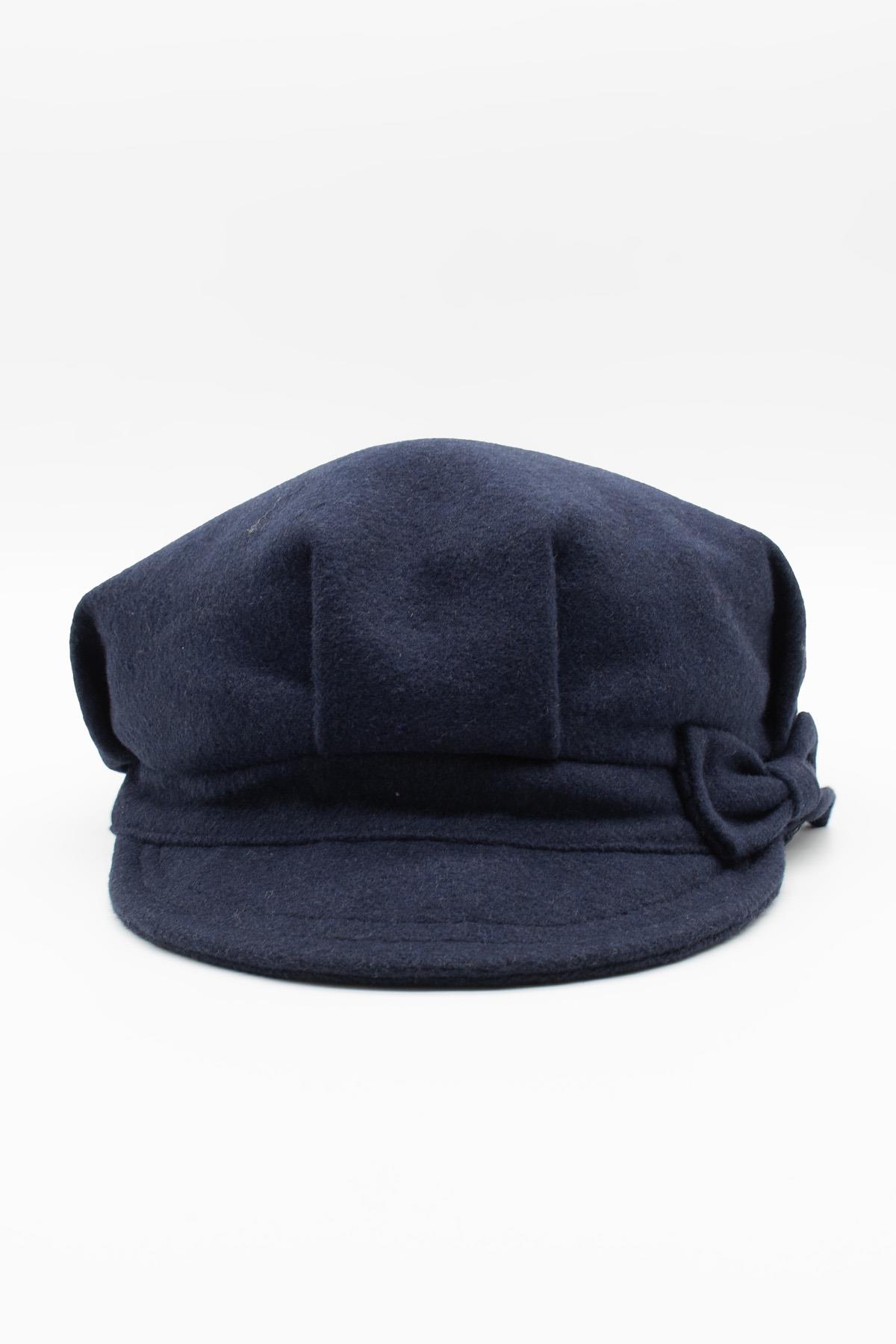 Külah Lacivert Bayan Şapka Kadın Kasket Yün Flat Cap KLH6788