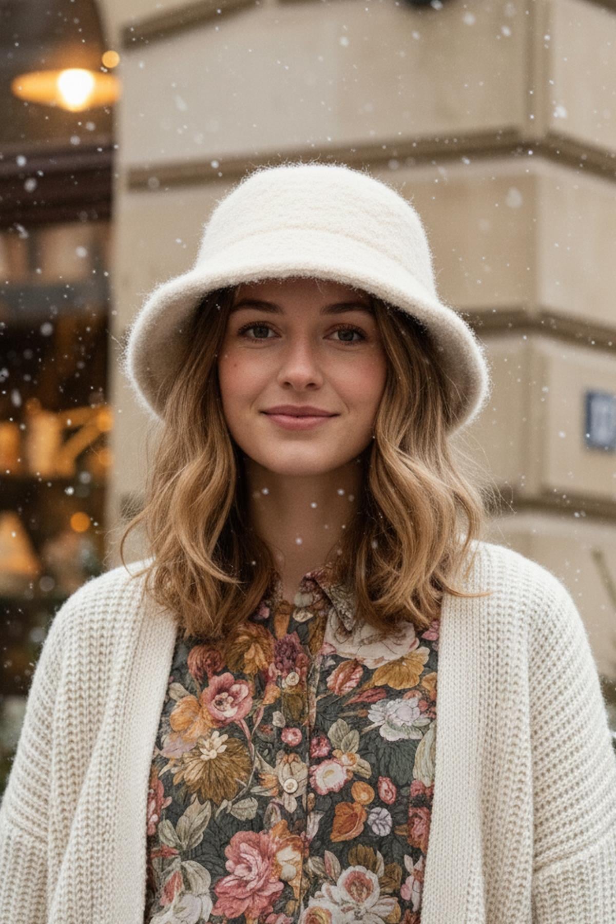 Külah Lüks Alpaka Yün Kova Şapka - Ekru Kışlık Boho Bucket Hat KLH7548