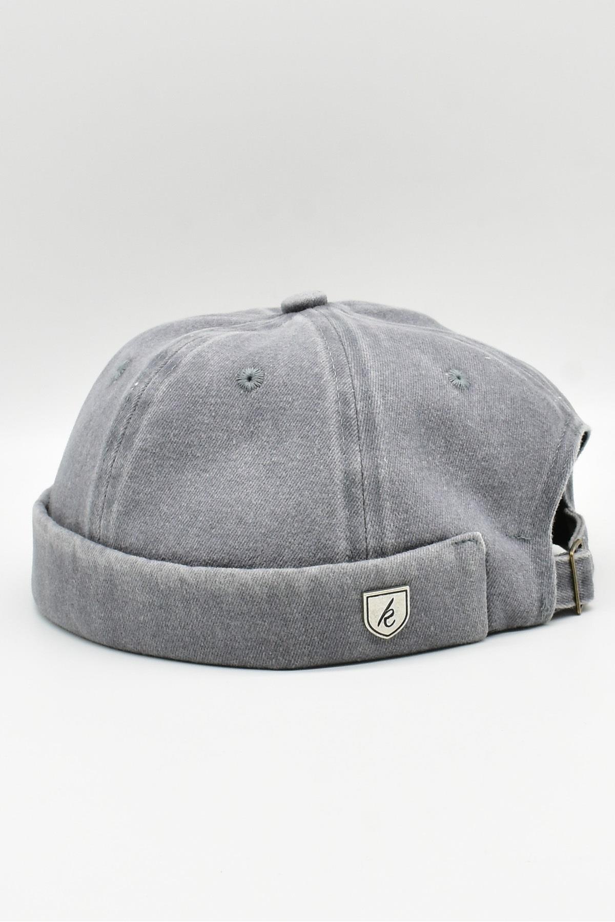 Vintage Retro Grey Washed Cotton Cap Docker Hat