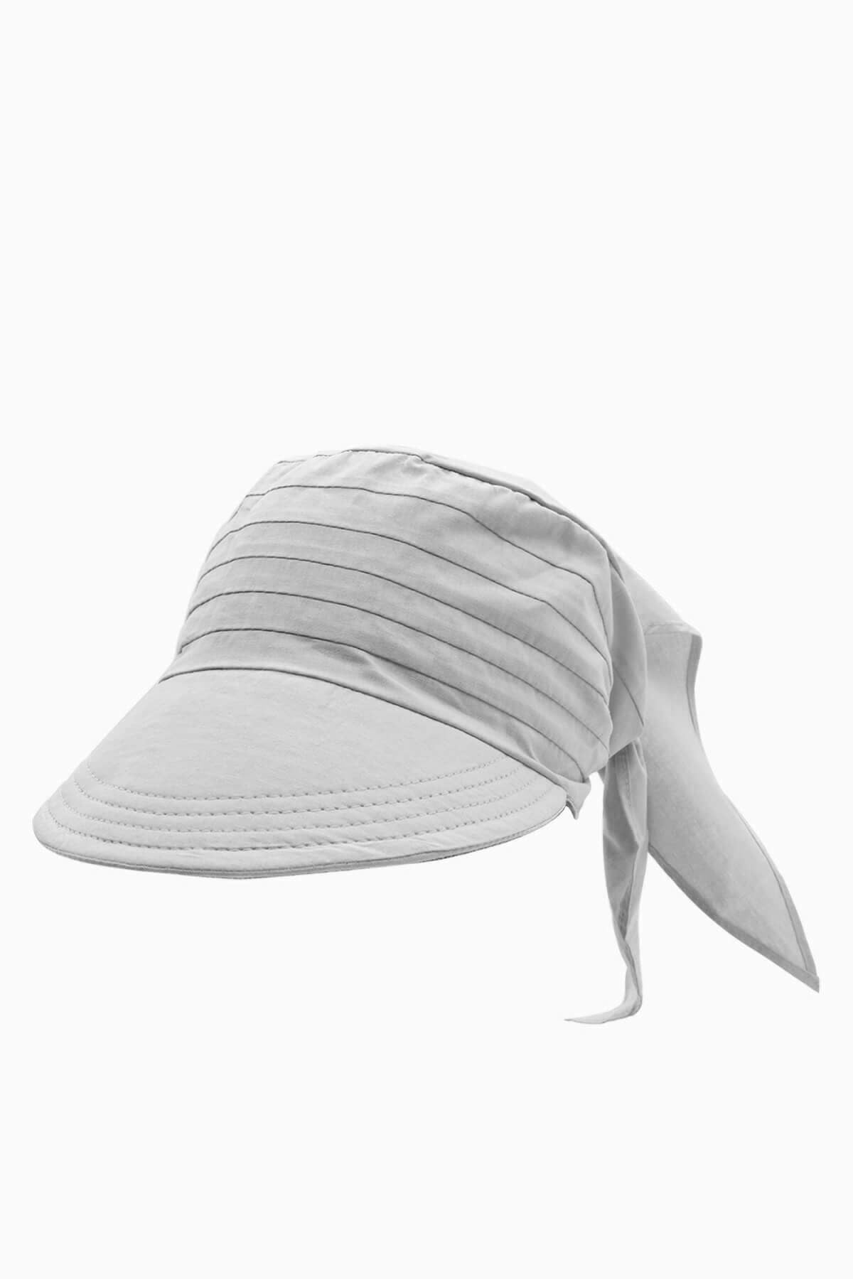 Women's Safari Tied Scarf Bandana Beach Hat - Light Grey
