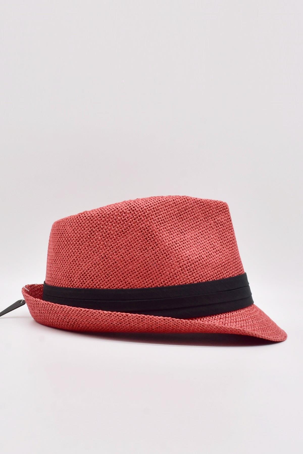 Kadın Hasır Kırmızı Şapka KLH0845