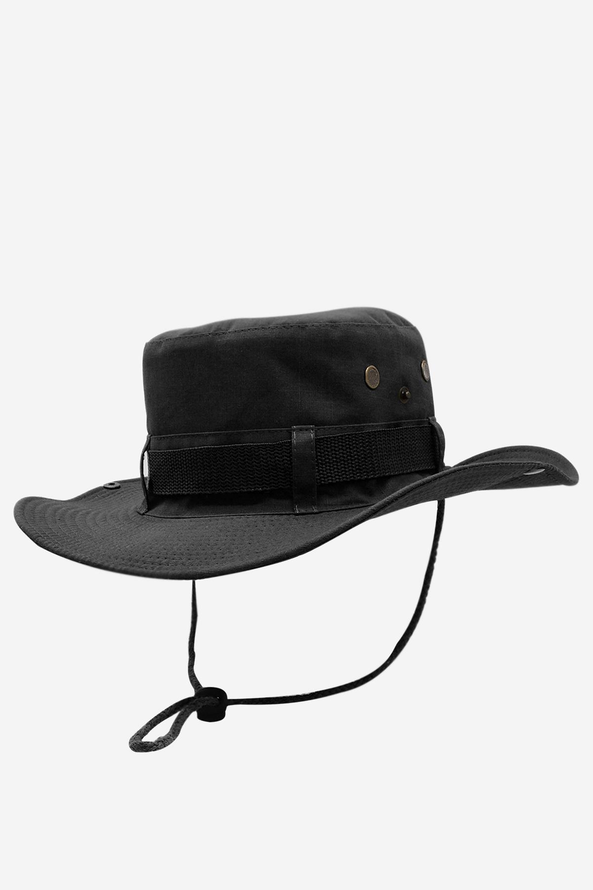 Siyah Outdoor Şapka Uv Korumalı Bucket Safari Şapkası
