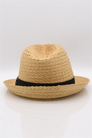 Külah Erkek Bej Hasır Şapka Ayarlanabilir İpli Yazlık Fötr KLH7162