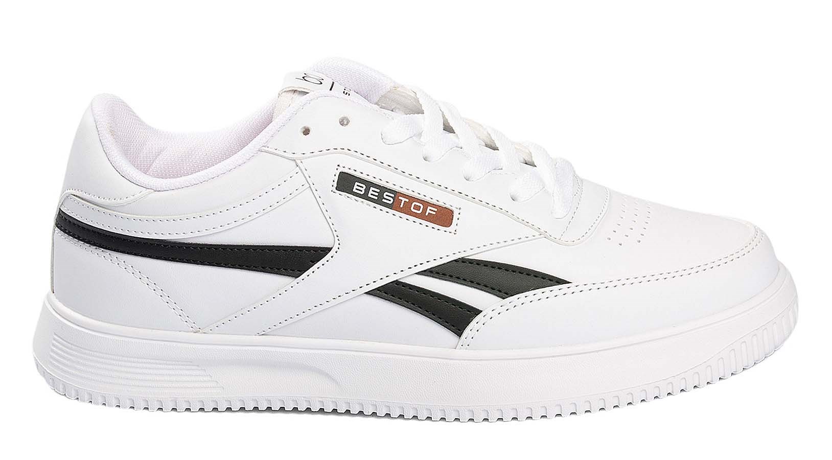 Toptan SPOR Ayakkabı Toptan BESTOF BO 2014 M   40-44   BEYAZ SİYAH - Dumanlar Toptan Ayakkabı Dumanlar