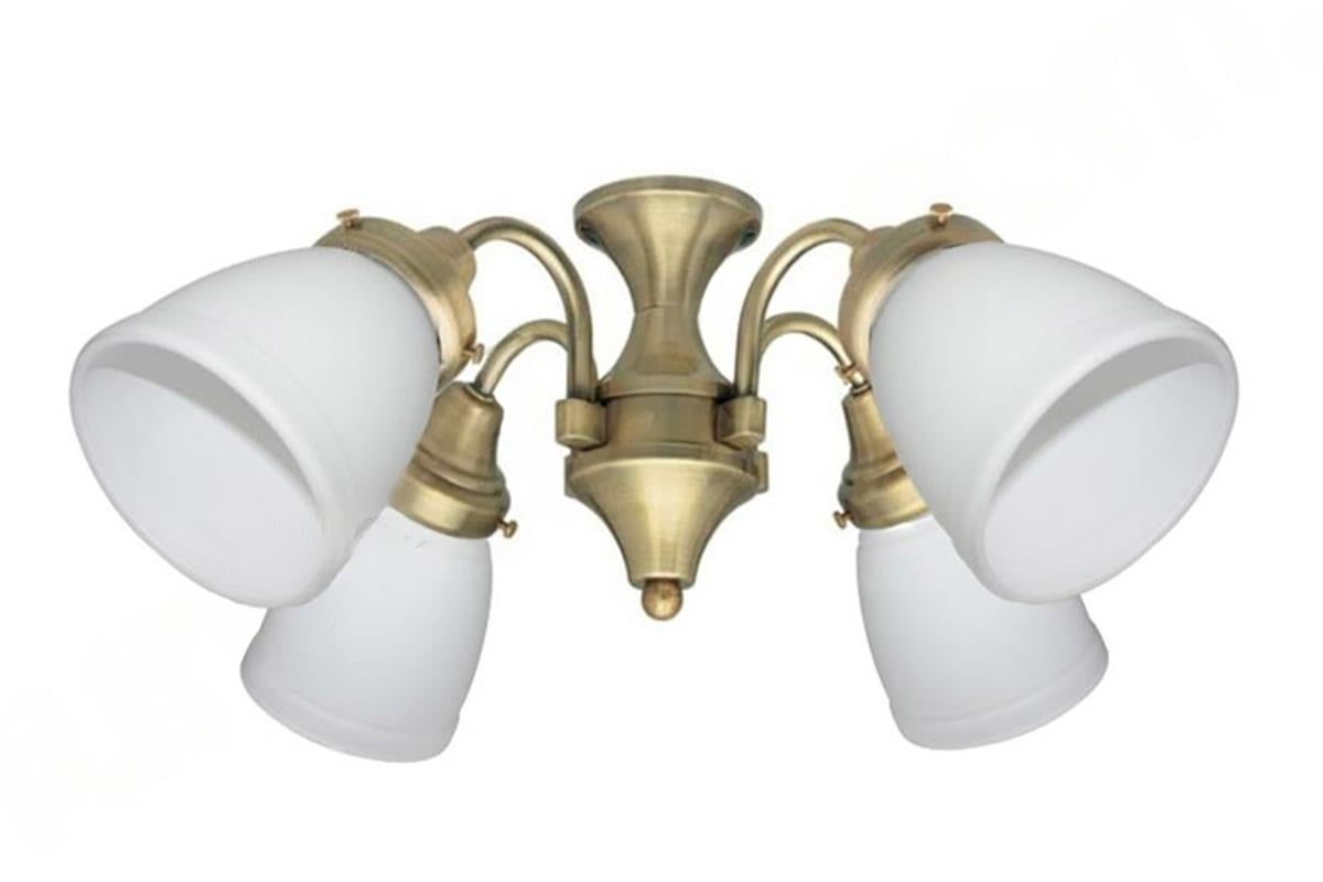 Beyaz Kemerli Camlı 4 lü Antik Pirinç  - 4 Adet 40 Watt E- 14 Duylu AydınlatmaHunterFan