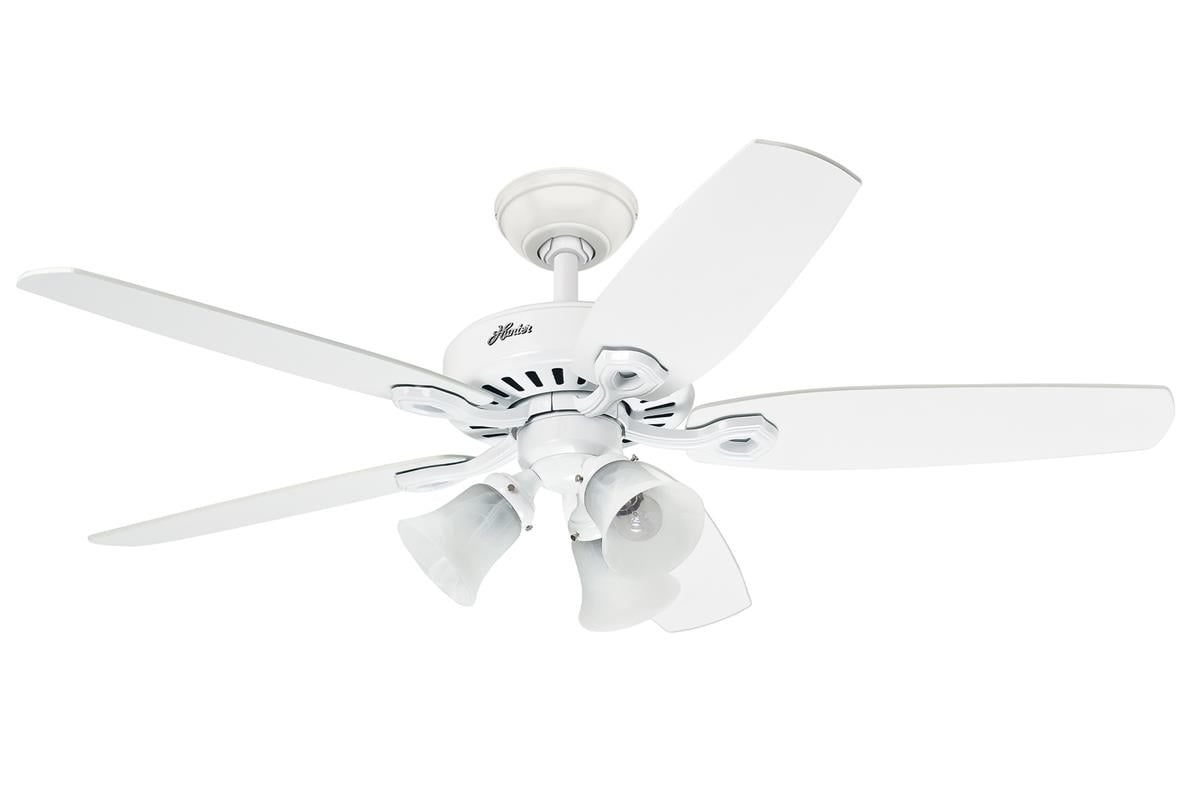 Builders Plus Beyaz- 132 Cm - Üçlü Avizeli Aydınlatmalı Tavan VantilatörüHunterFan