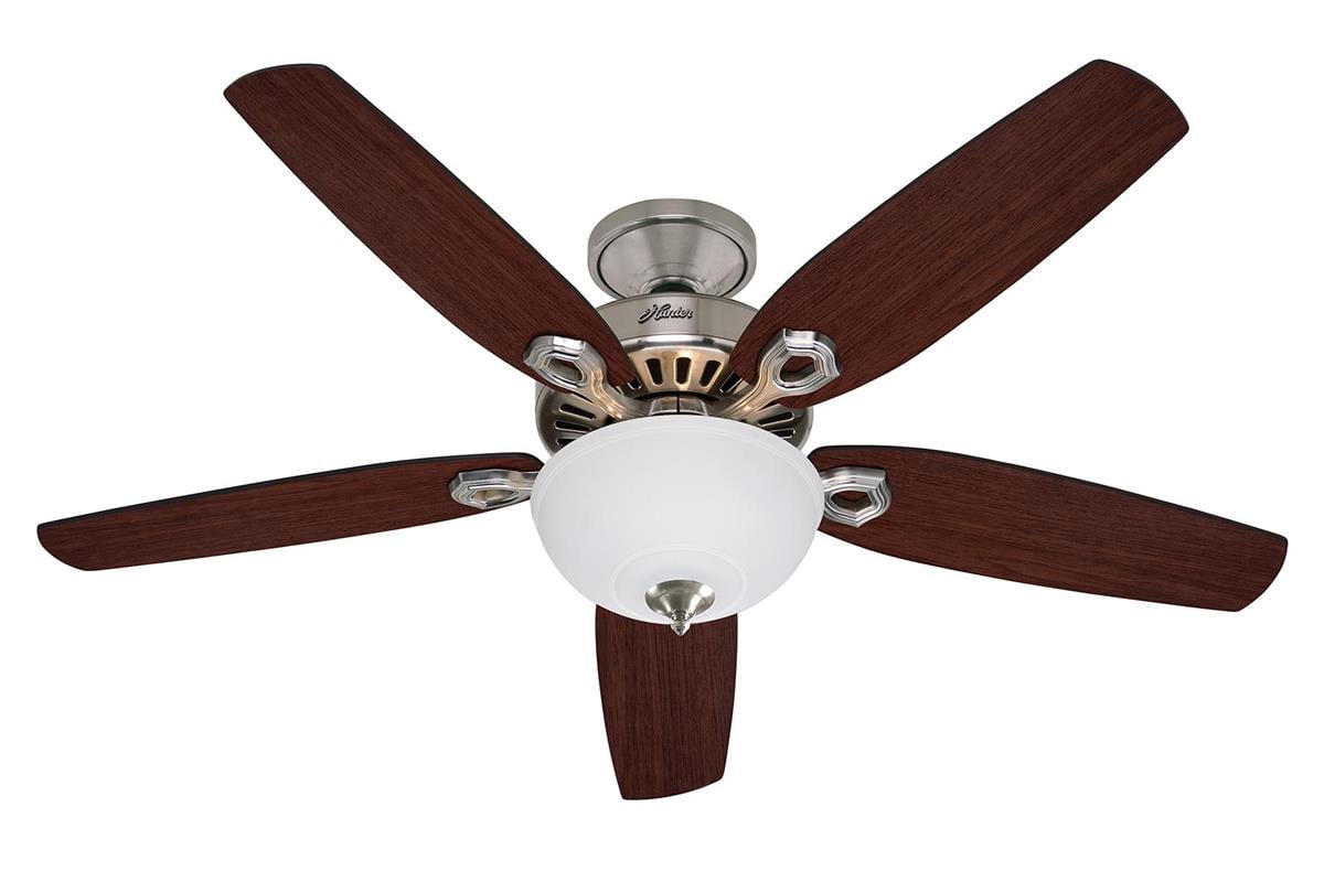 Builders Deluxe Fırçalanmış Nikel - 132 Cm - Çukur Tabak Aydınlatmalı Tavan VantilatörüHunterFan