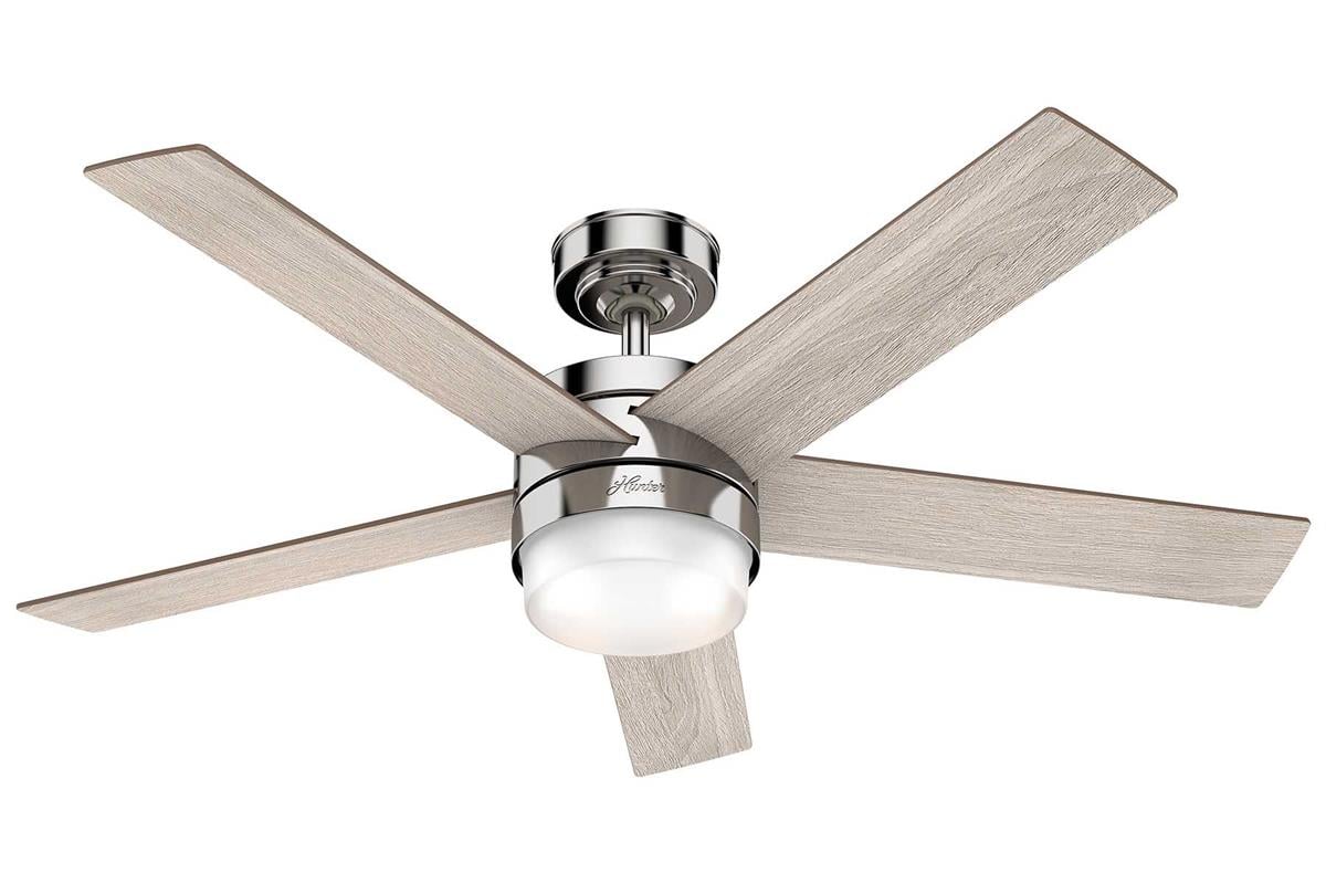 Claudette Parlak Nikel - 132 Cm. Aydınlatmalı Tavan VantilatörüHunterFan