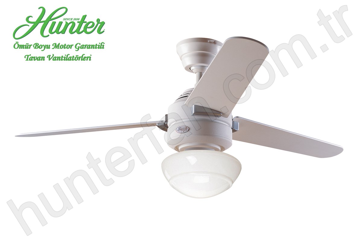 Carera Tebeşir Beyazı - 132 Cm. Aydınlatmalı Tavan VantilatörüHunterFan