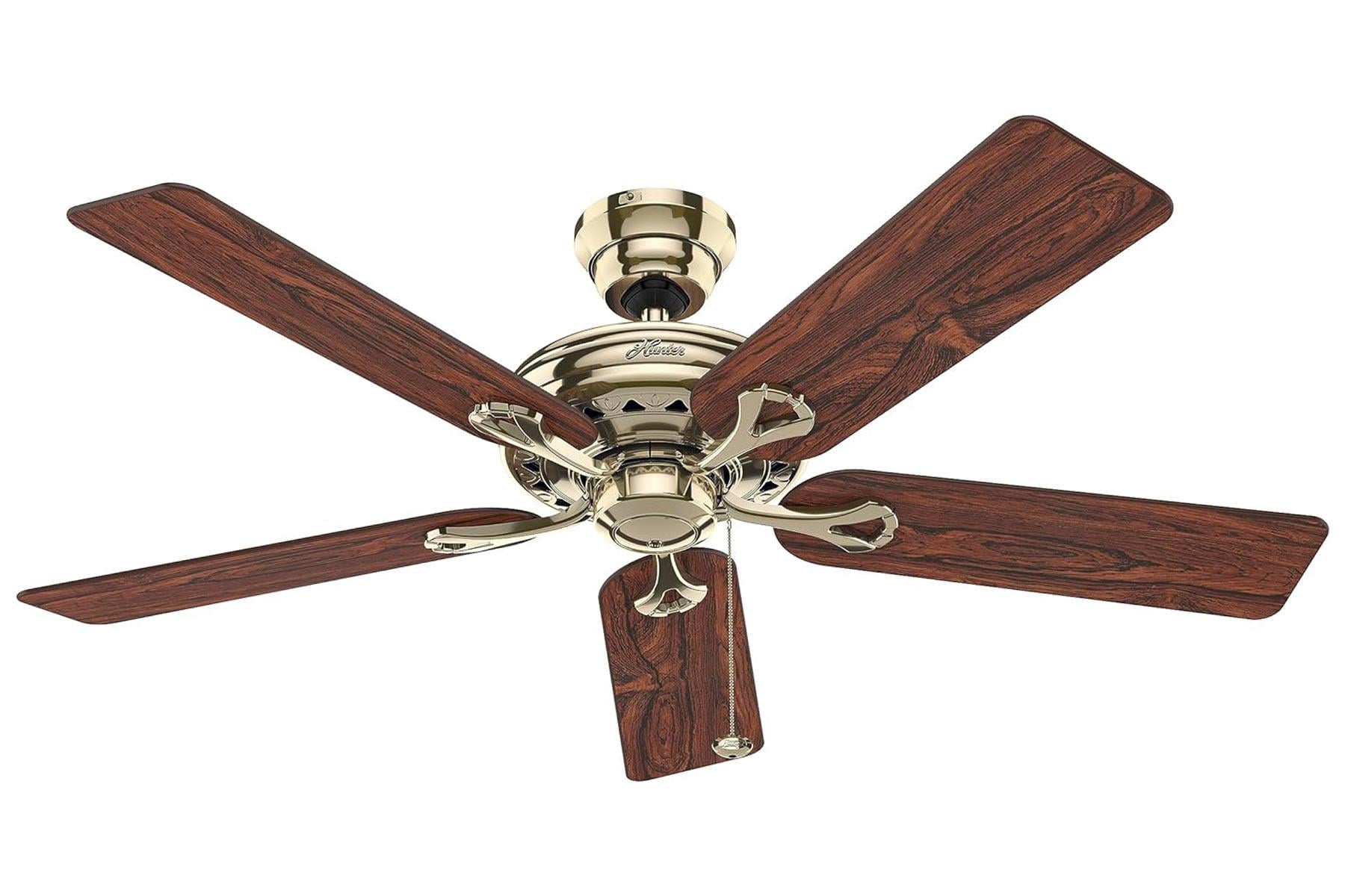 Savoy Parlak Pirinç - 132 Cm. Gül Ağacı Kanatlı Tavan VantilatörüHunterFan